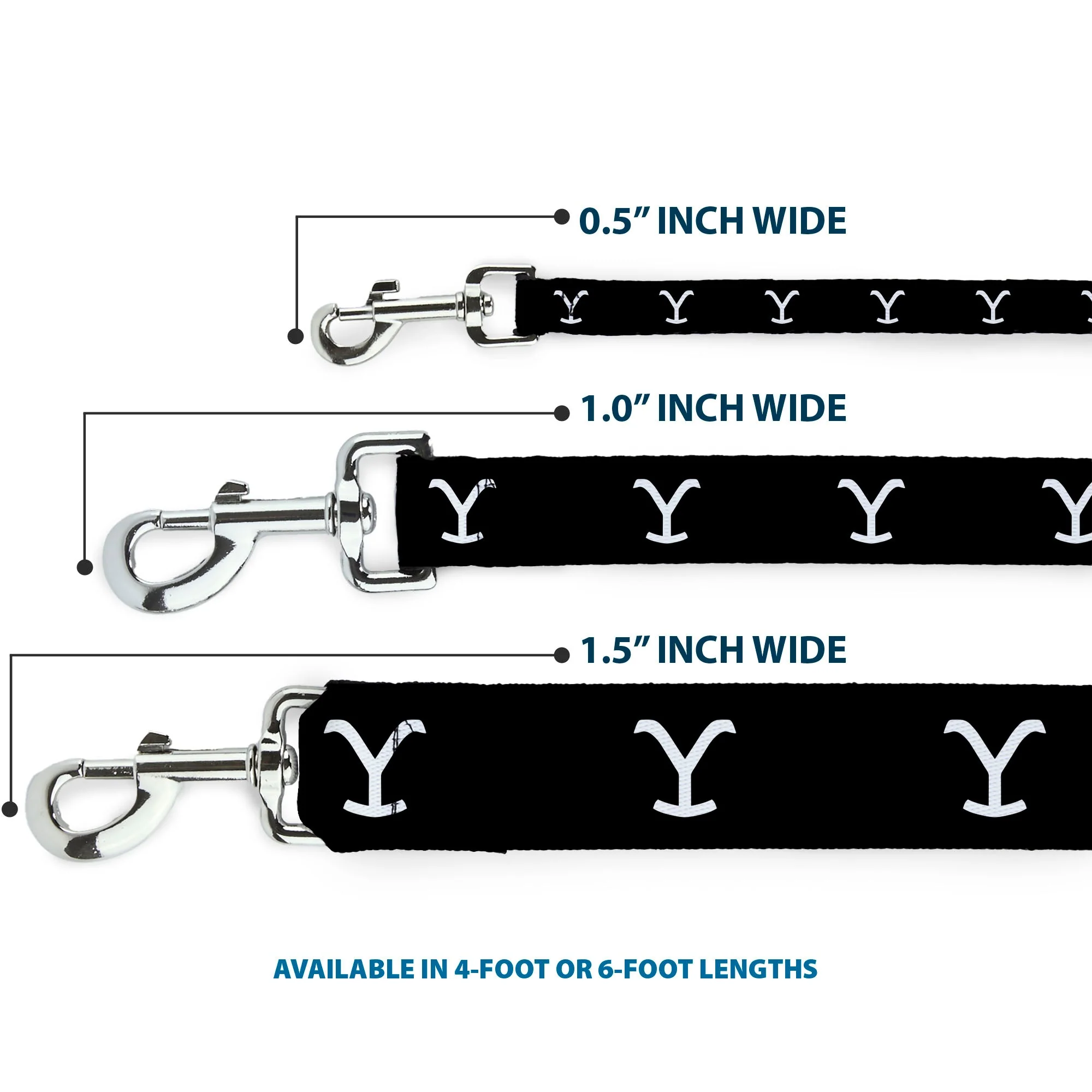 Yellowstone Y Logo Black and White Durable Dog Leash - Image 3