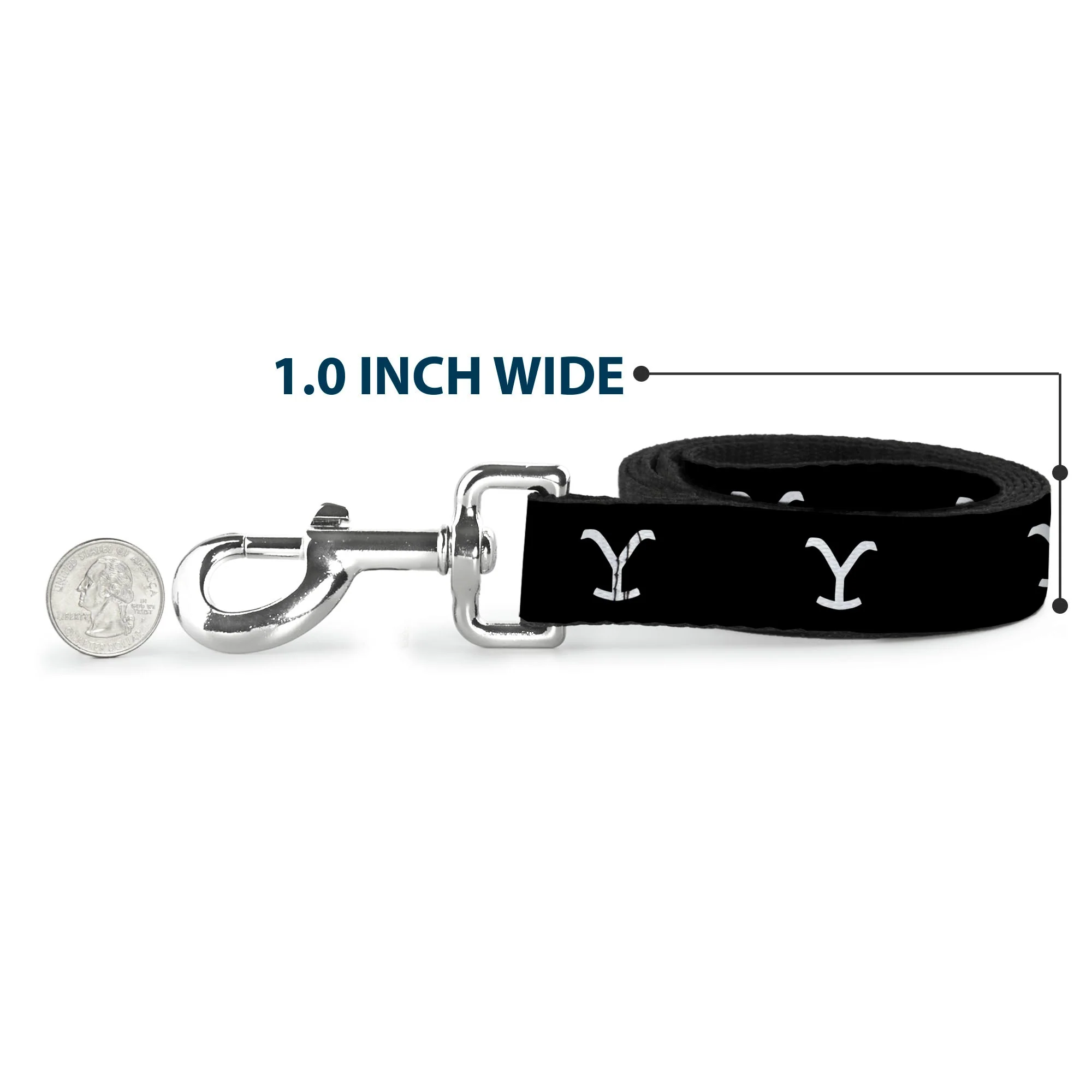 Yellowstone Y Logo Black and White Durable Dog Leash - Image 5