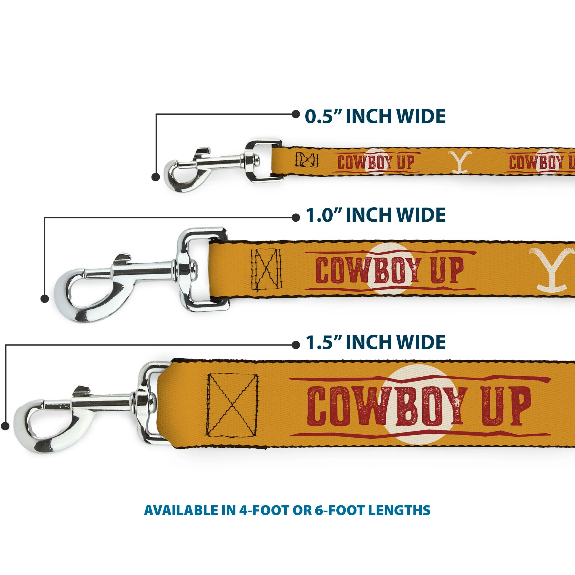 Yellowstone Y Logo Cowboy Up Yellow and Red Dog Leash - Image 3