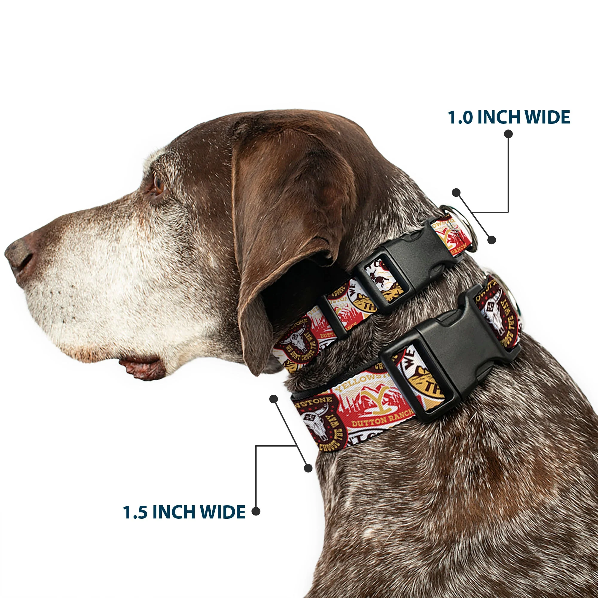 Yellowstone Patches Stacked Design Plastic Clip Pet Collar - Image 2