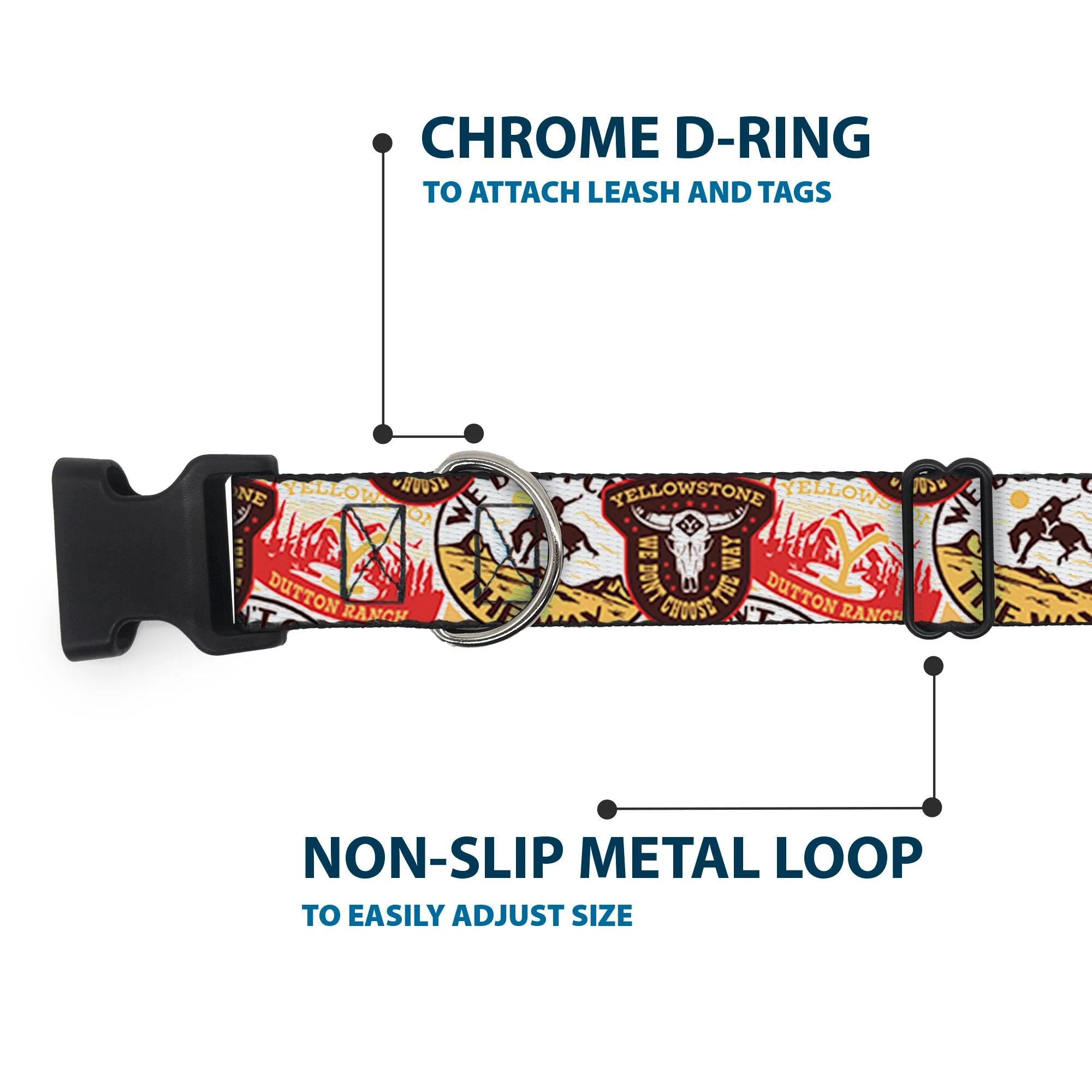 Yellowstone Patches Stacked Design Plastic Clip Pet Collar - Image 5