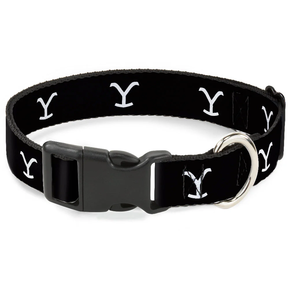 Yellowstone Y Logo Black and White Plastic Clip Pet Collar