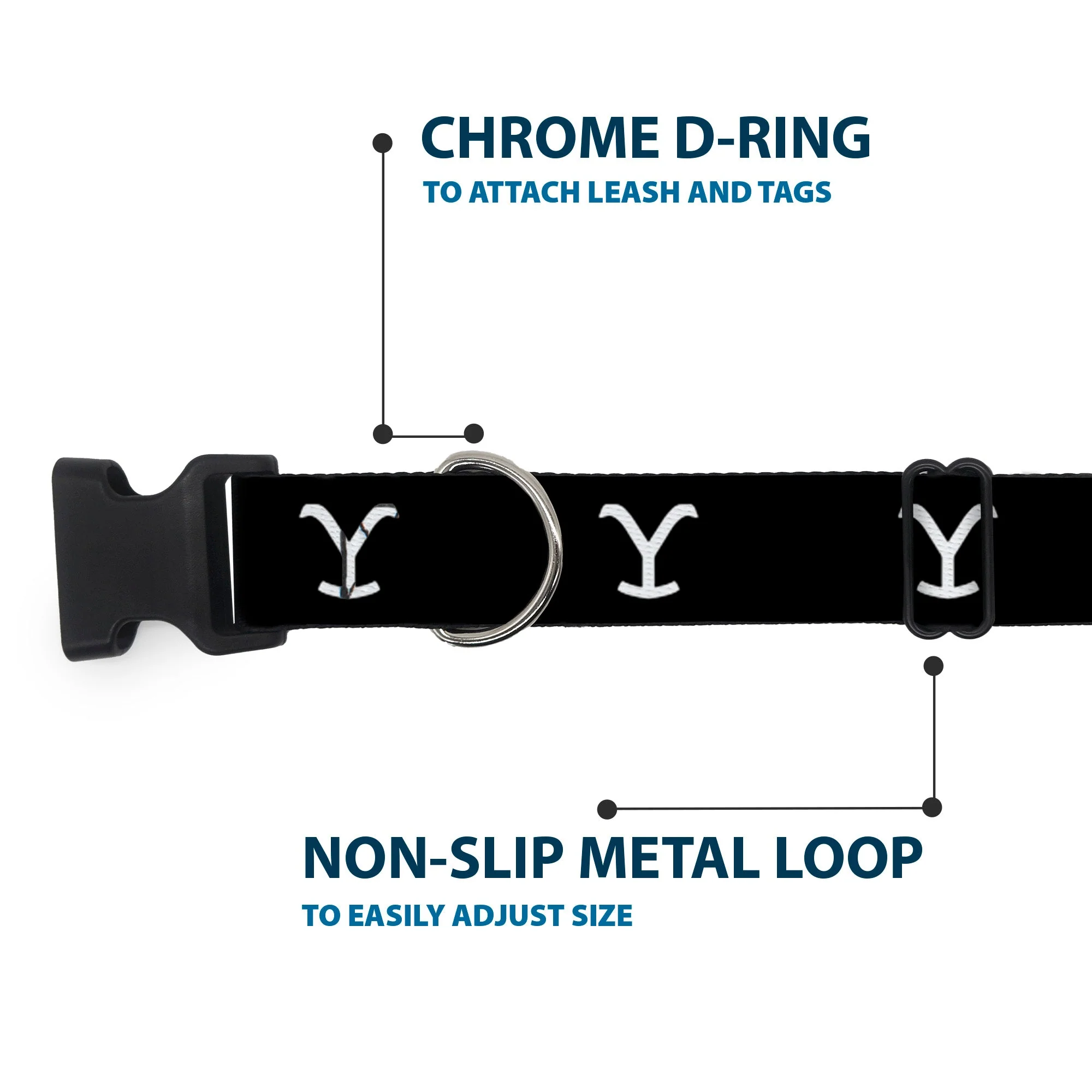 Yellowstone Y Logo Black and White Plastic Clip Pet Collar - Image 5