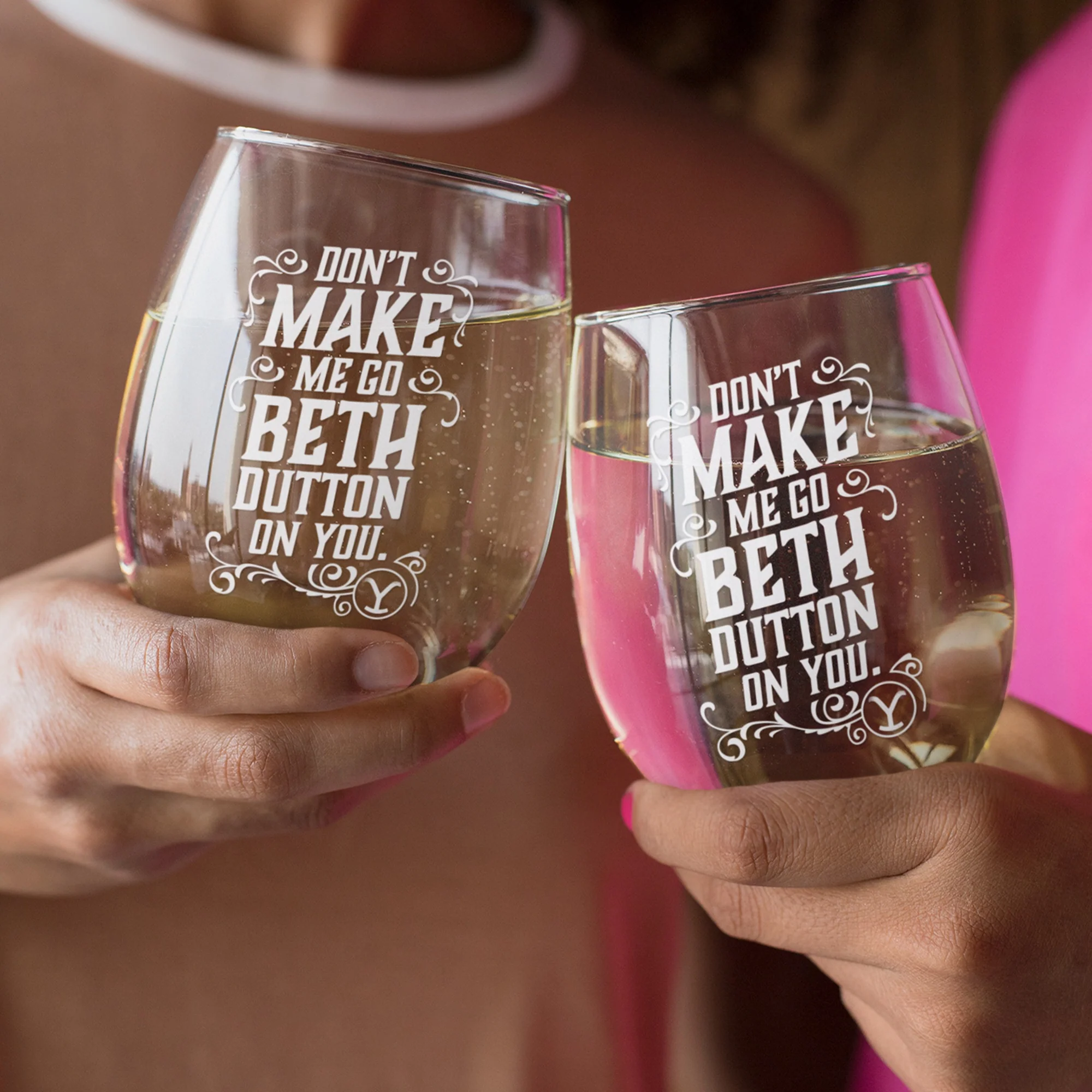 Yellowstone Don't Make Me Go Beth Dutton Laser Engraved Stemless Wine Glass - Image 3