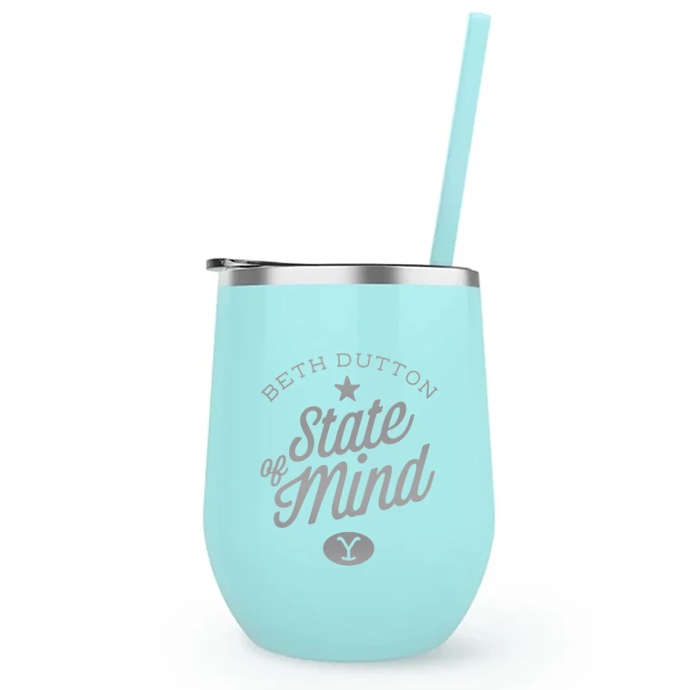Yellowstone Beth Dutton State of Mind Laser Engraved Wine Tumbler with Straw - Image 3