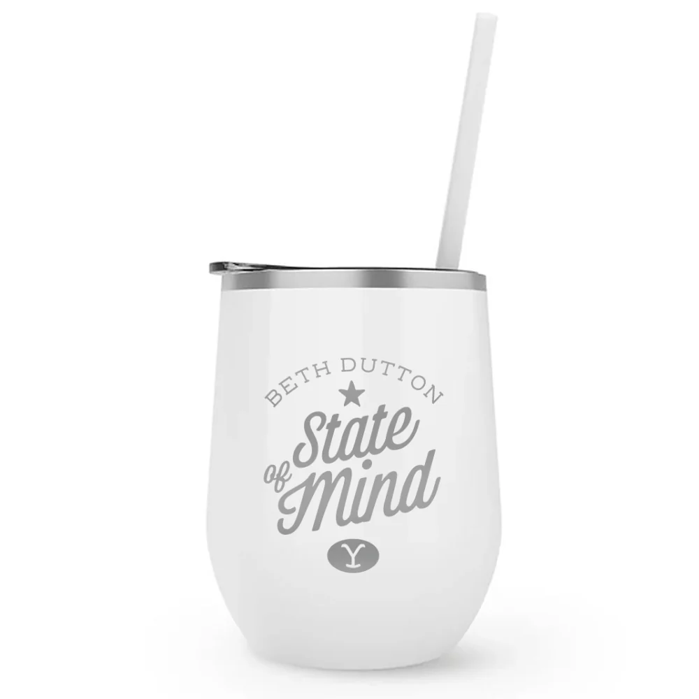 Yellowstone Beth Dutton State of Mind Laser Engraved Wine Tumbler with Straw - Image 4