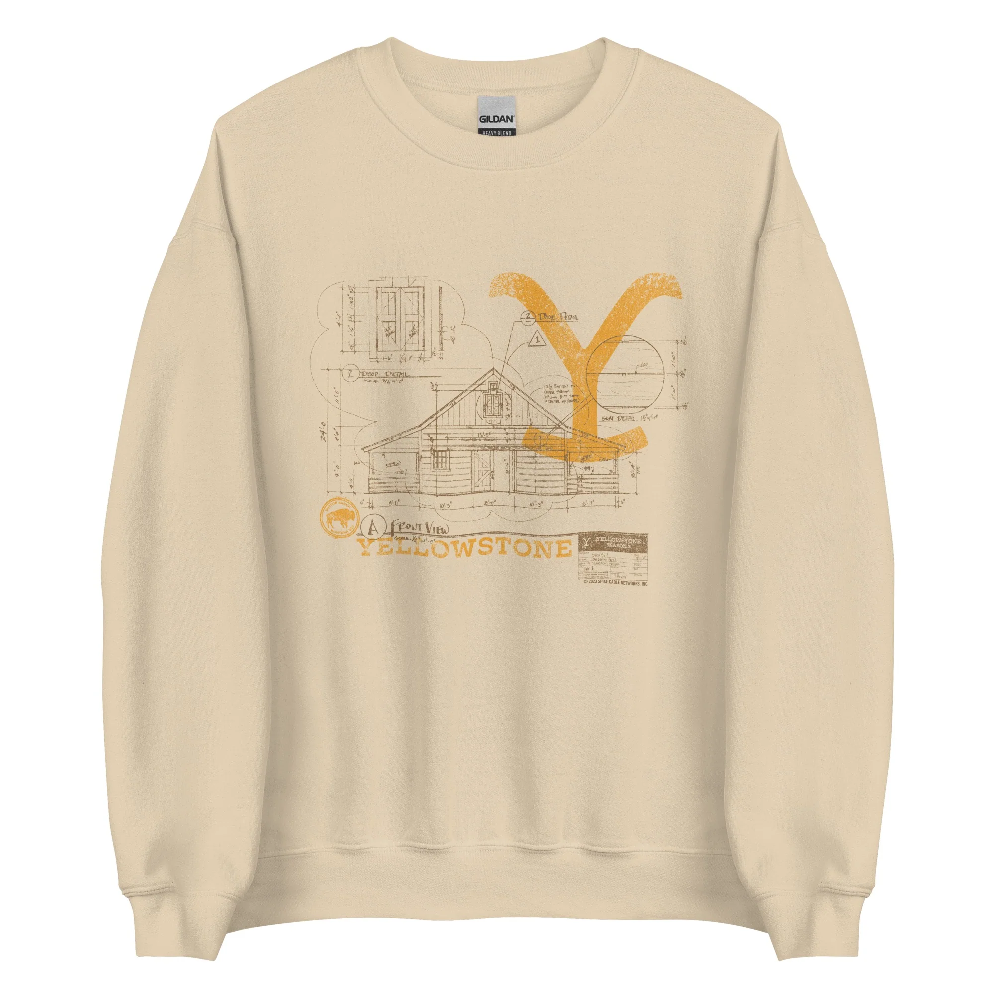 Yellowstone Historic Blueprint Crewneck Sweatshirt - Image 3