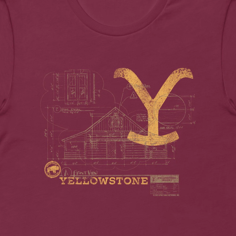 Yellowstone Historic Blueprint Unisex T-Shirt - Image 2