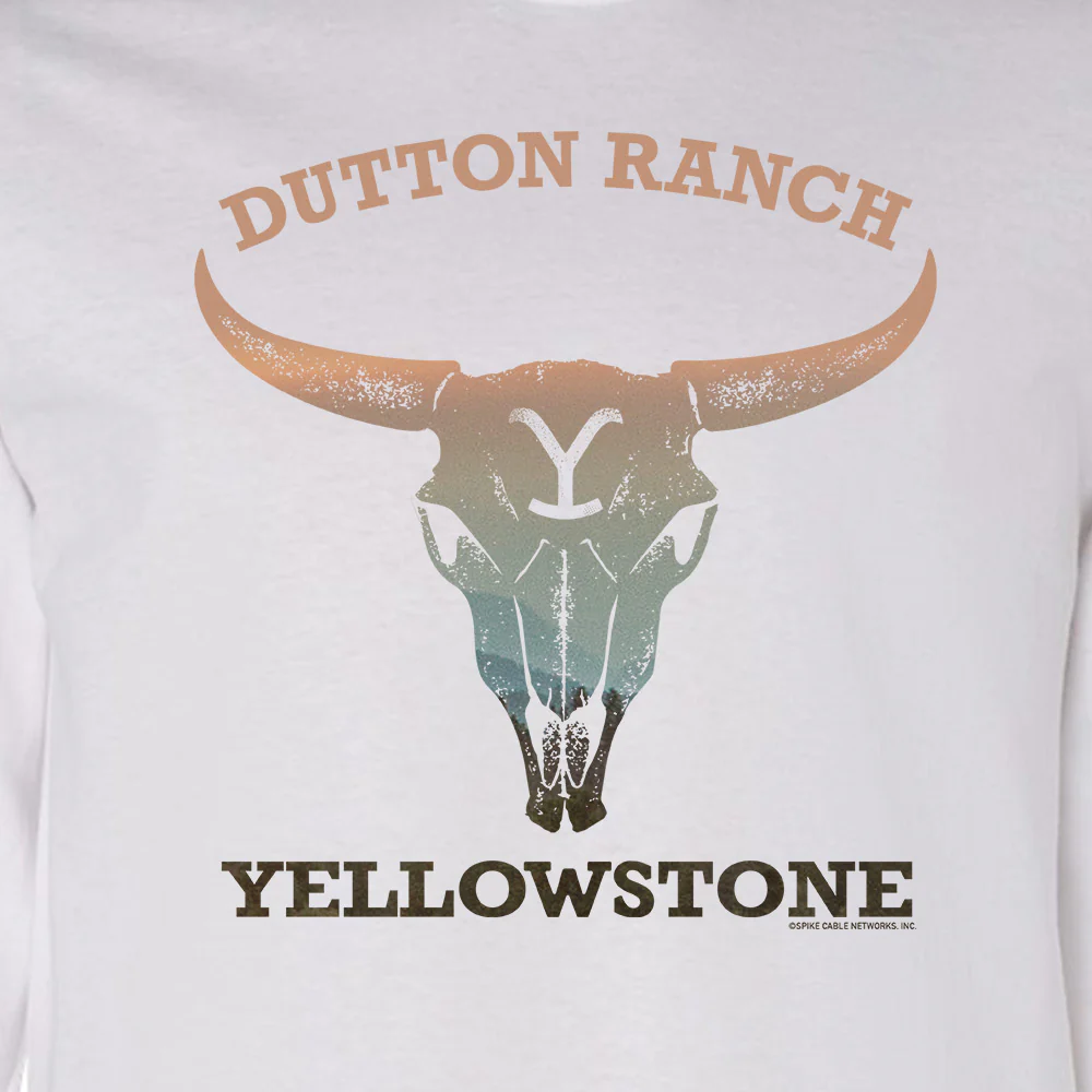 Yellowstone Cow Skull Adult Long Sleeve T-Shirt - Image 3