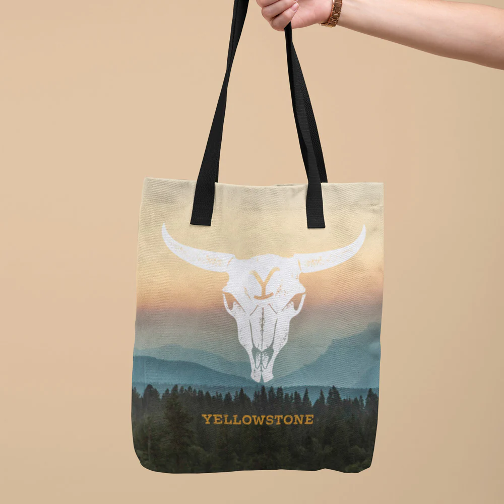 Yellowstone Cow Skull Premium Tote Bag - Image 3