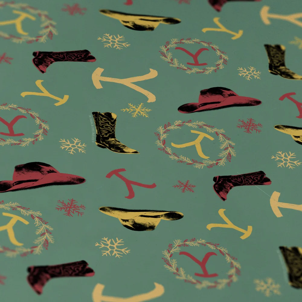 Yellowstone Cowboy Christmas Gift Wrap - Image 2