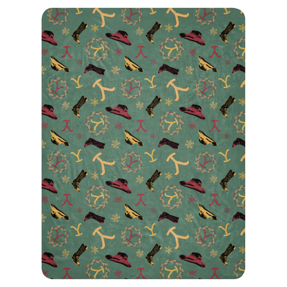 Yellowstone Cowboy Christmas Sherpa Blanket - Image 3