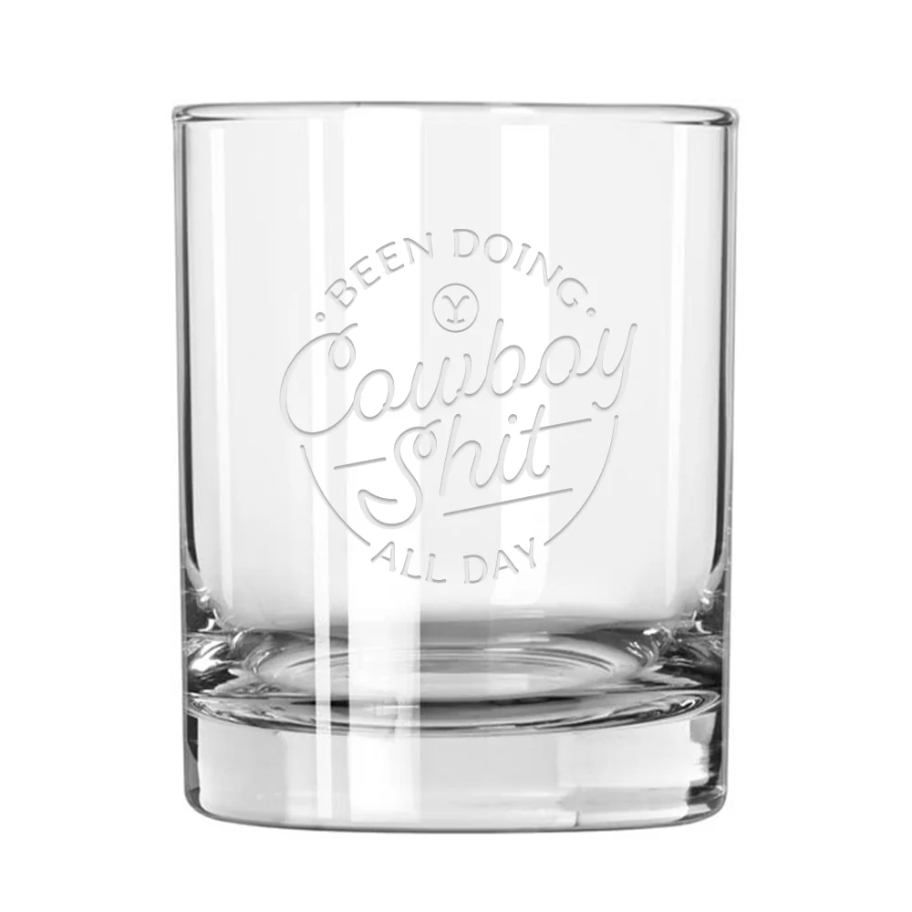 Yellowstone Cowboy Laser Engraved Rocks Glass - Image 3