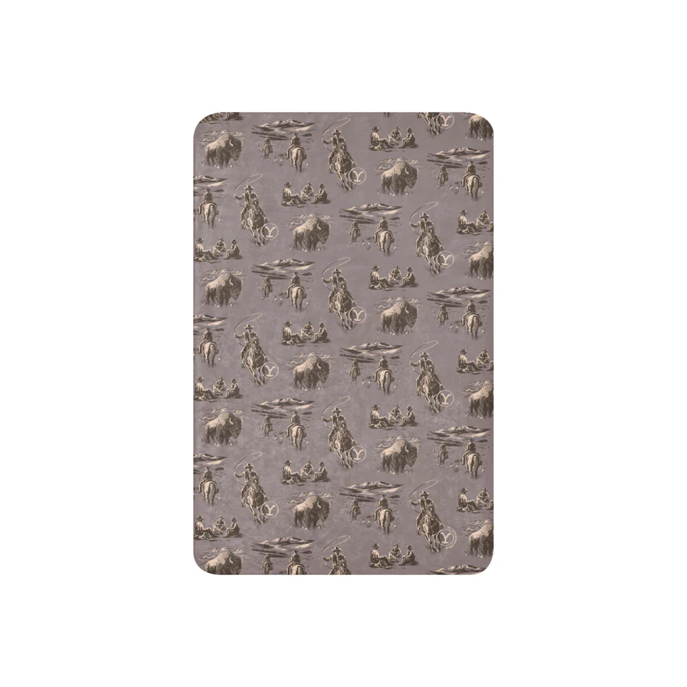 Yellowstone Cowboy Pattern Premium Sherpa Blanket