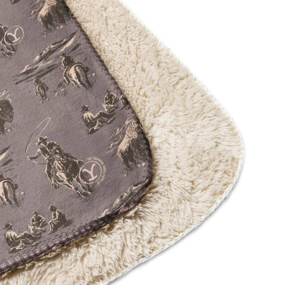 Yellowstone Cowboy Pattern Premium Sherpa Blanket - Image 10