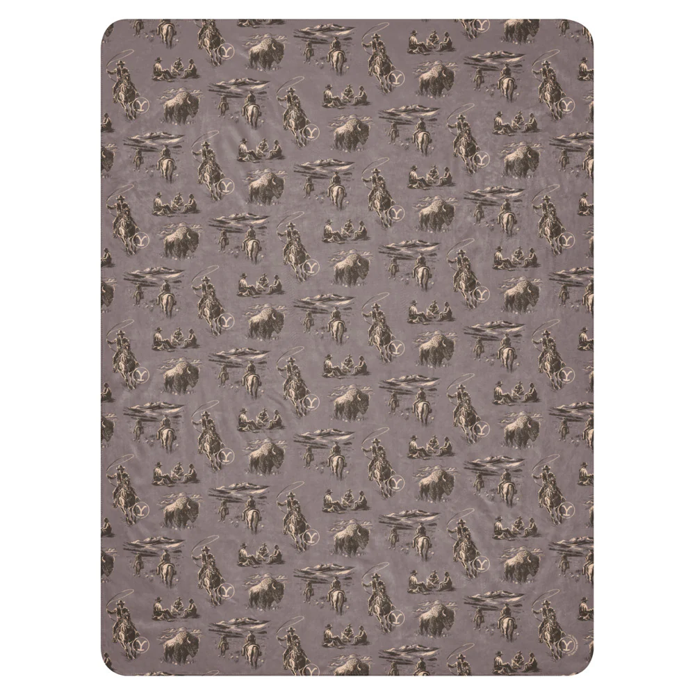 Yellowstone Cowboy Pattern Premium Sherpa Blanket - Image 11
