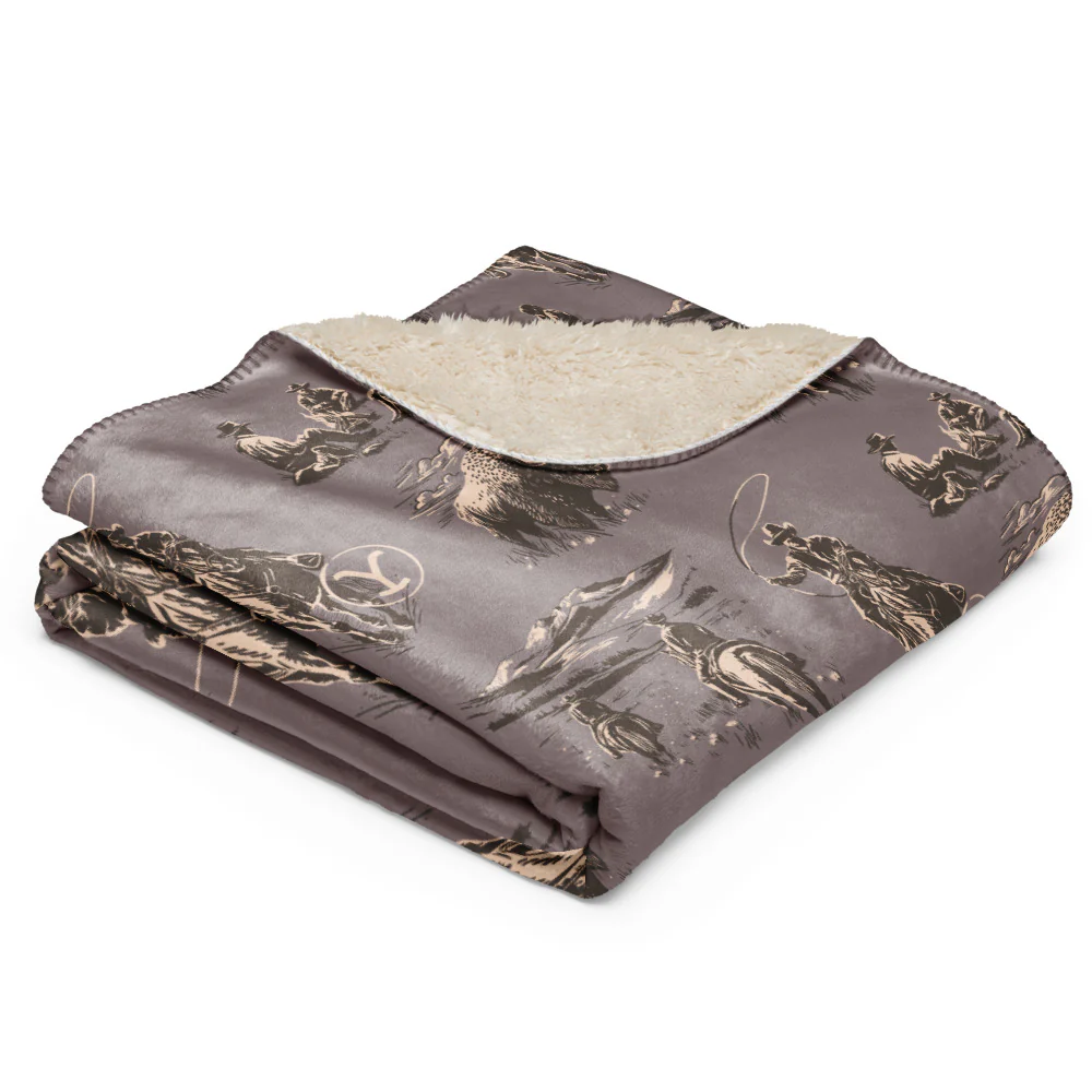 Yellowstone Cowboy Pattern Premium Sherpa Blanket - Image 4