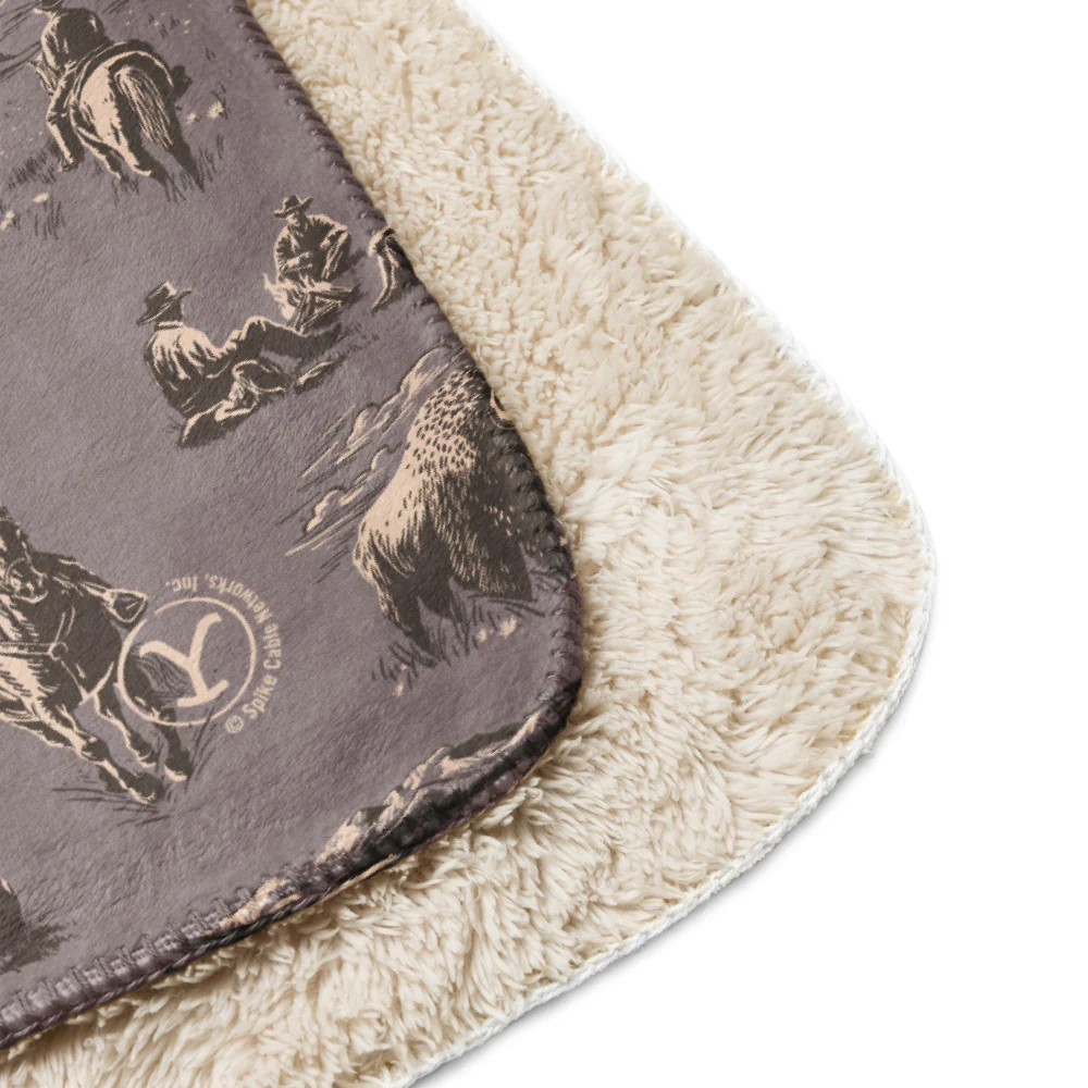 Yellowstone Cowboy Pattern Premium Sherpa Blanket - Image 5