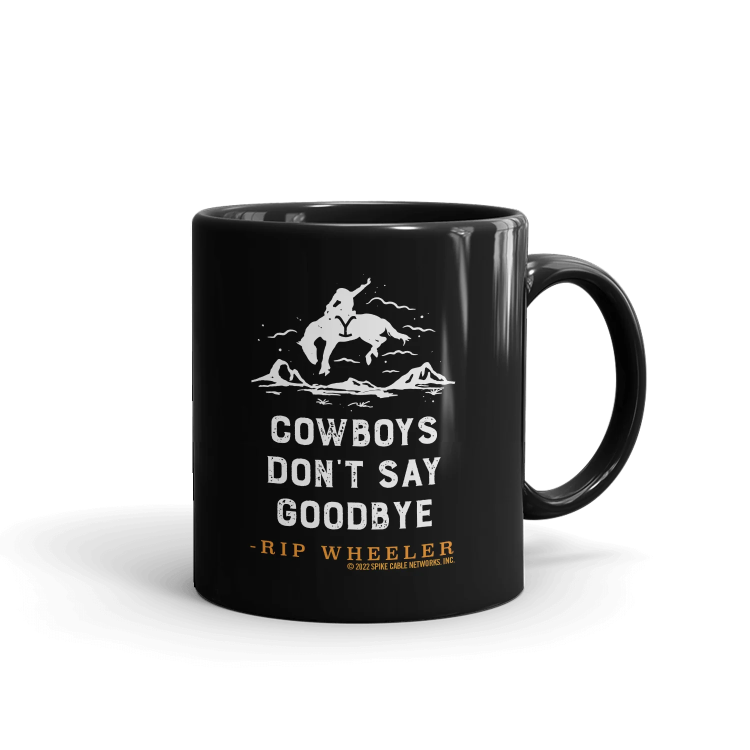 Yellowstone Cowboys Don't Say Goodbye Black Mug - Image 3