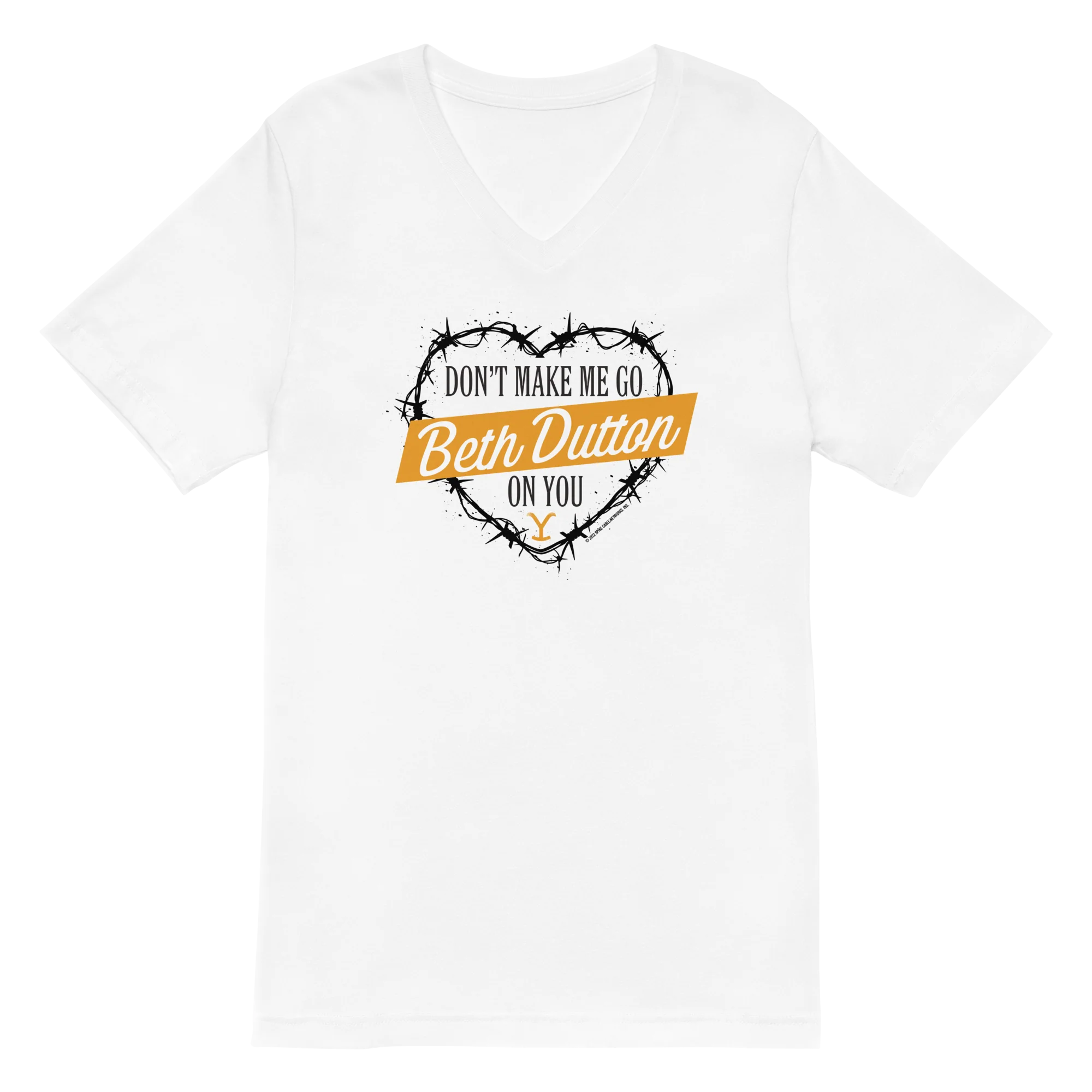 Yellowstone Don't Make Me Go Beth Dutton On You Heart V-Neck Short Sleeve T-Shirt - Image 4
