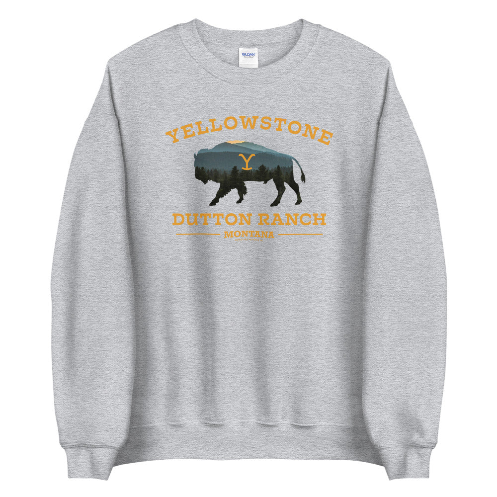 Yellowstone Dutton Ranch Bison Fleece Crewneck Sweatshirt - Image 4