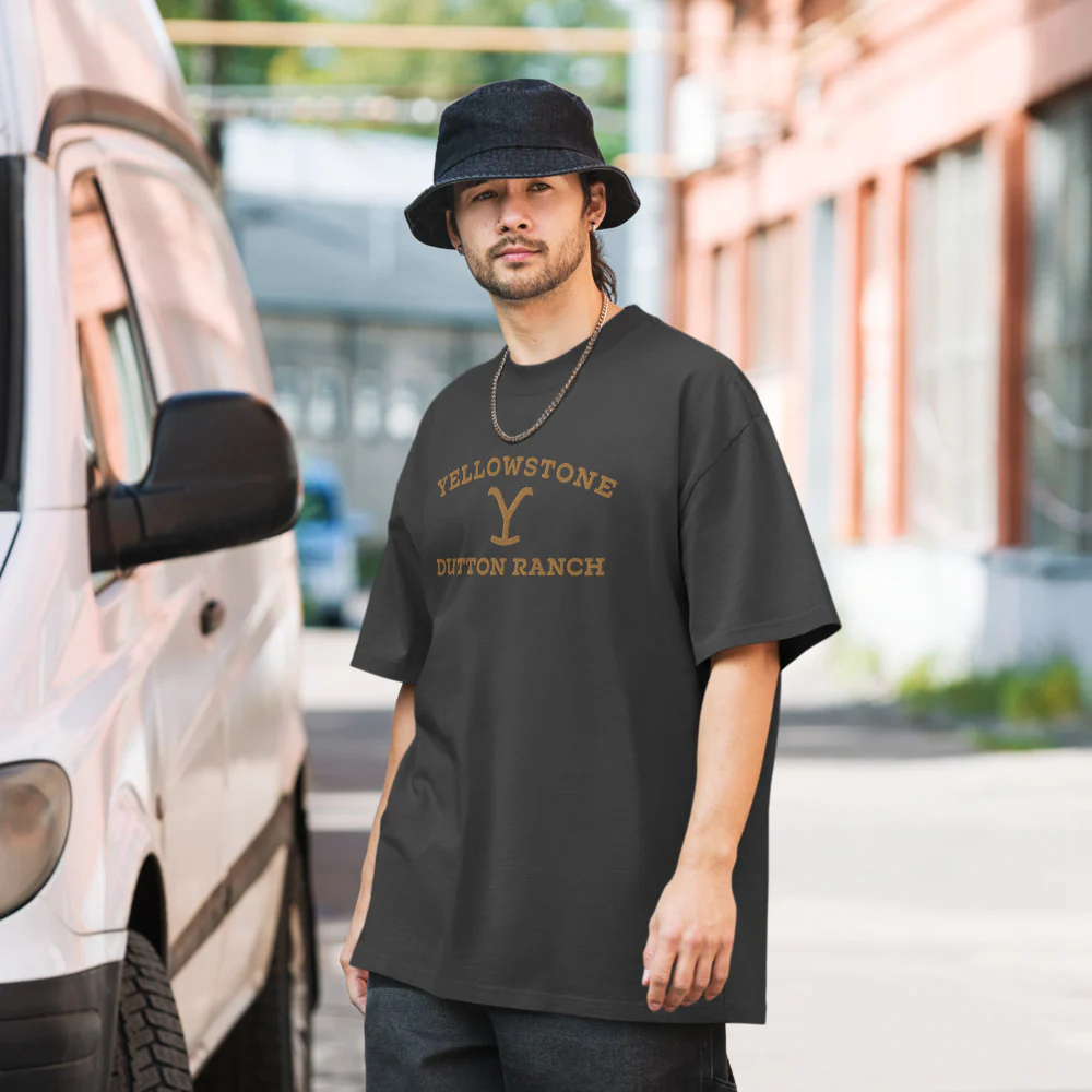 Yellowstone Dutton Ranch Embroidered Oversized Faded T-shirt - Image 2