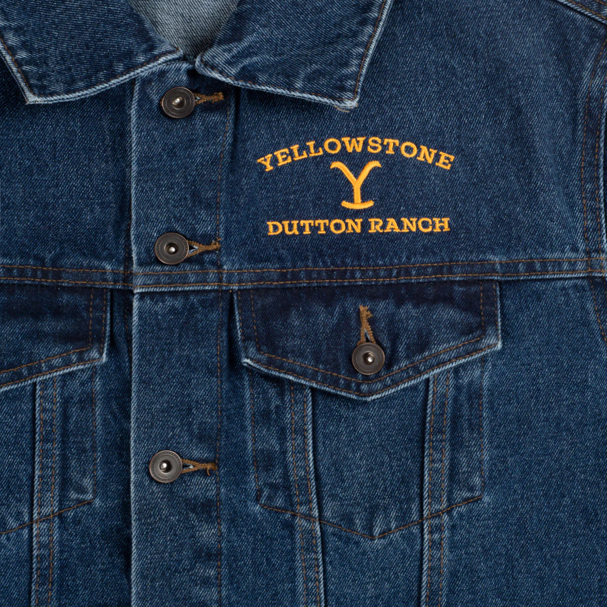 Yellowstone Dutton Ranch Logo Embroidered Denim Jacket - Image 3
