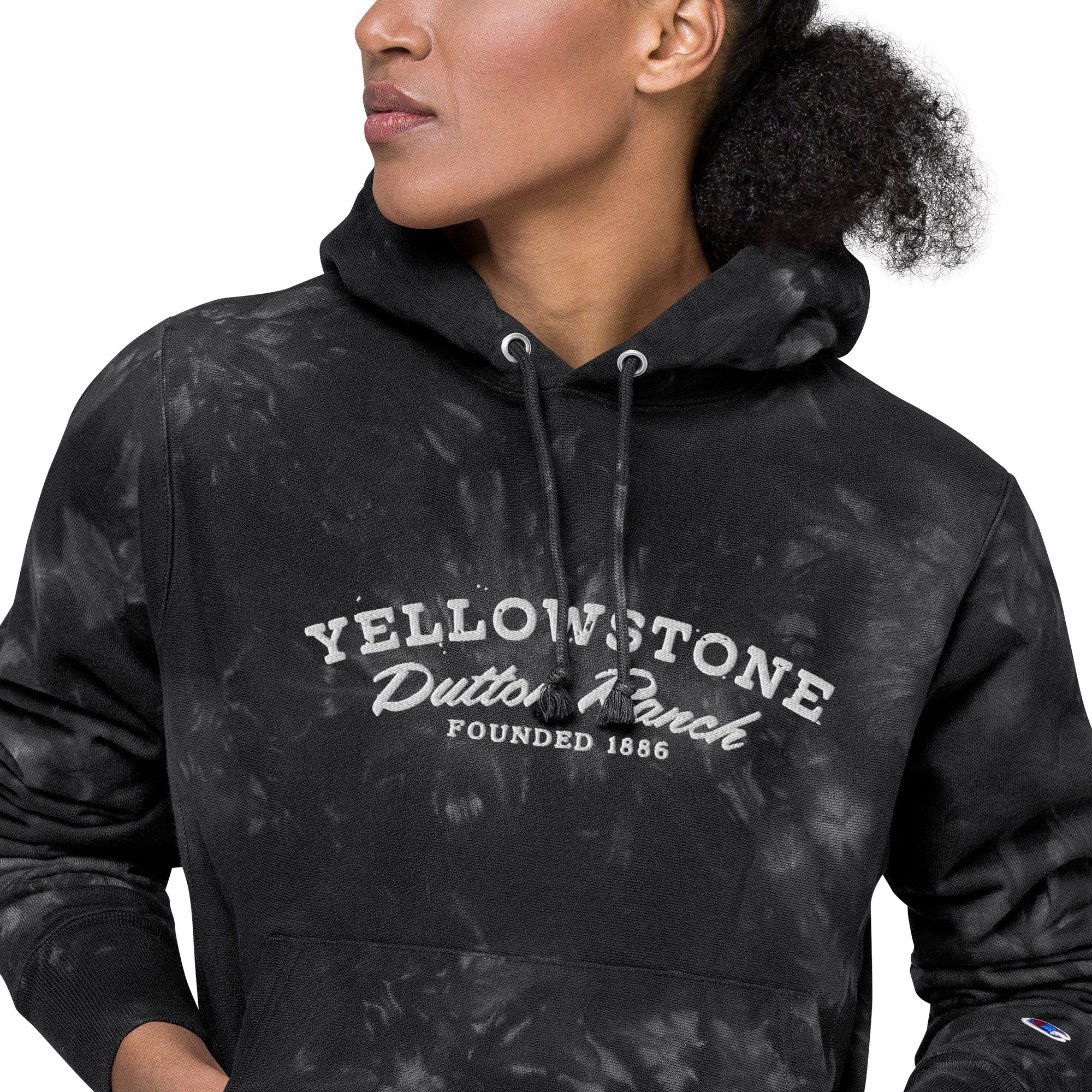 Yellowstone Dutton Ranch Logo Unisex Champion Tie Dye Hoodie - Image 3