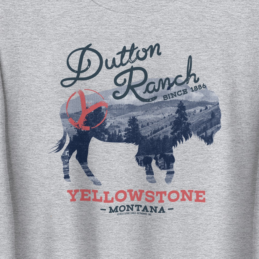 Yellowstone Dutton Ranch Montana Bison Fleece Crewneck Sweatshirt - Image 2