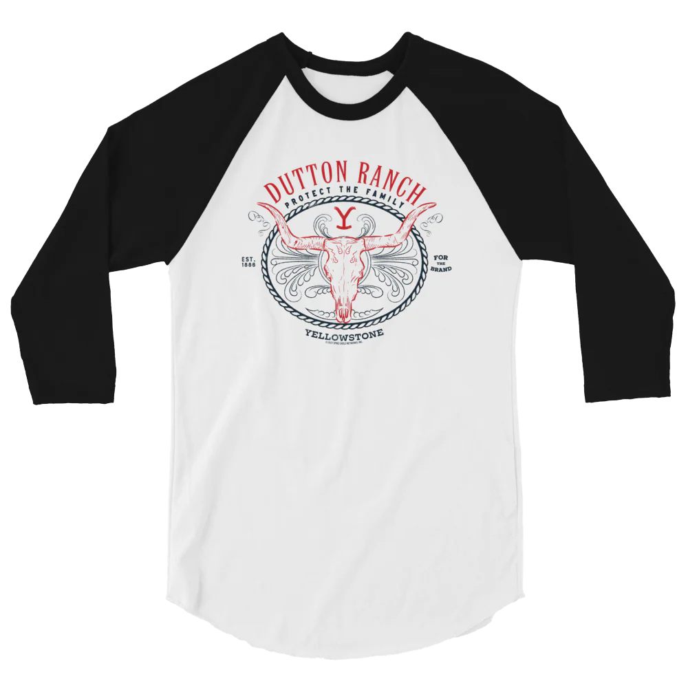 Yellowstone Dutton Ranch Protect the Family Unisex 3/4 Sleeve Raglan Shirt