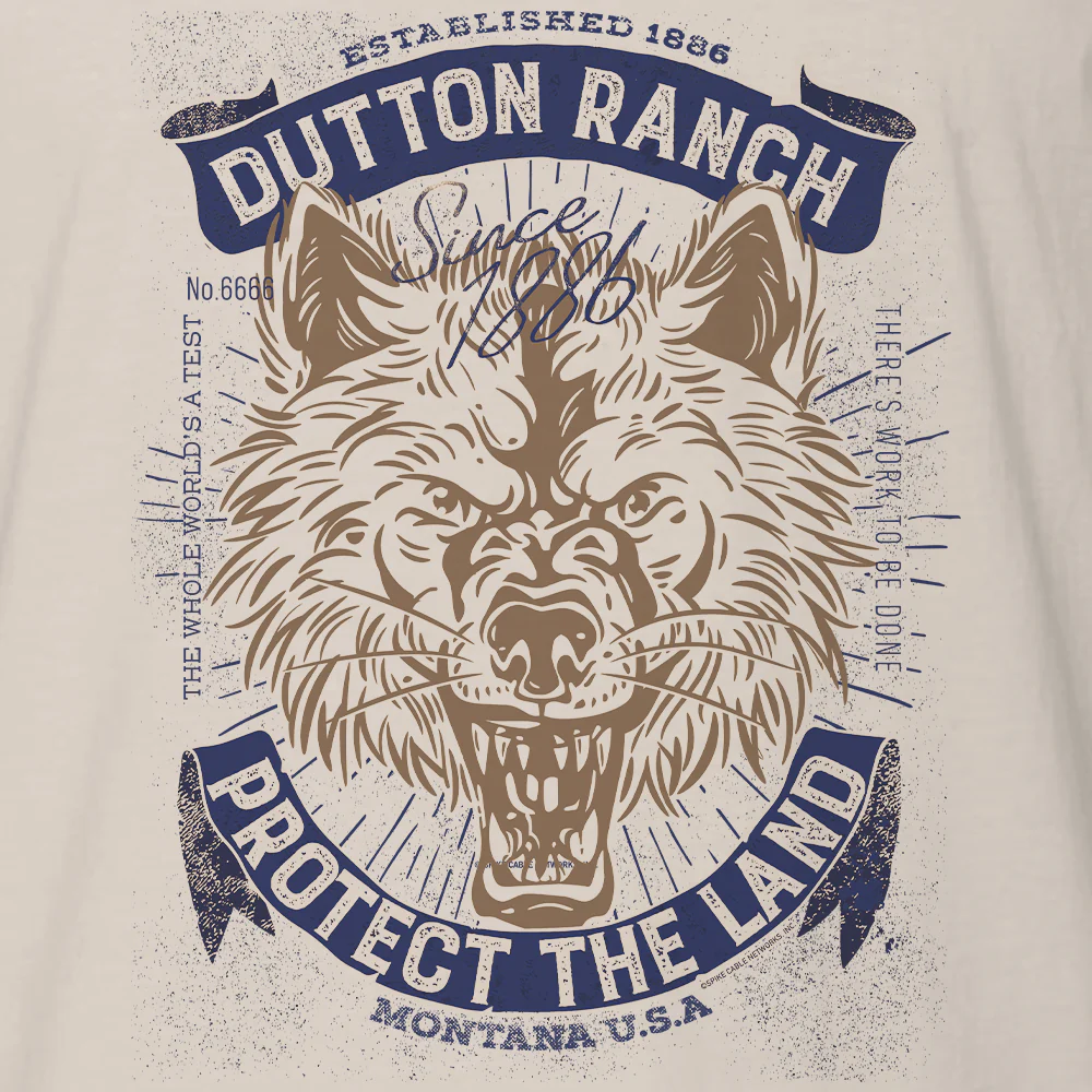 Yellowstone Dutton Ranch Protect The Land Wolf Adult Short Sleeve T-Shirt - Image 3