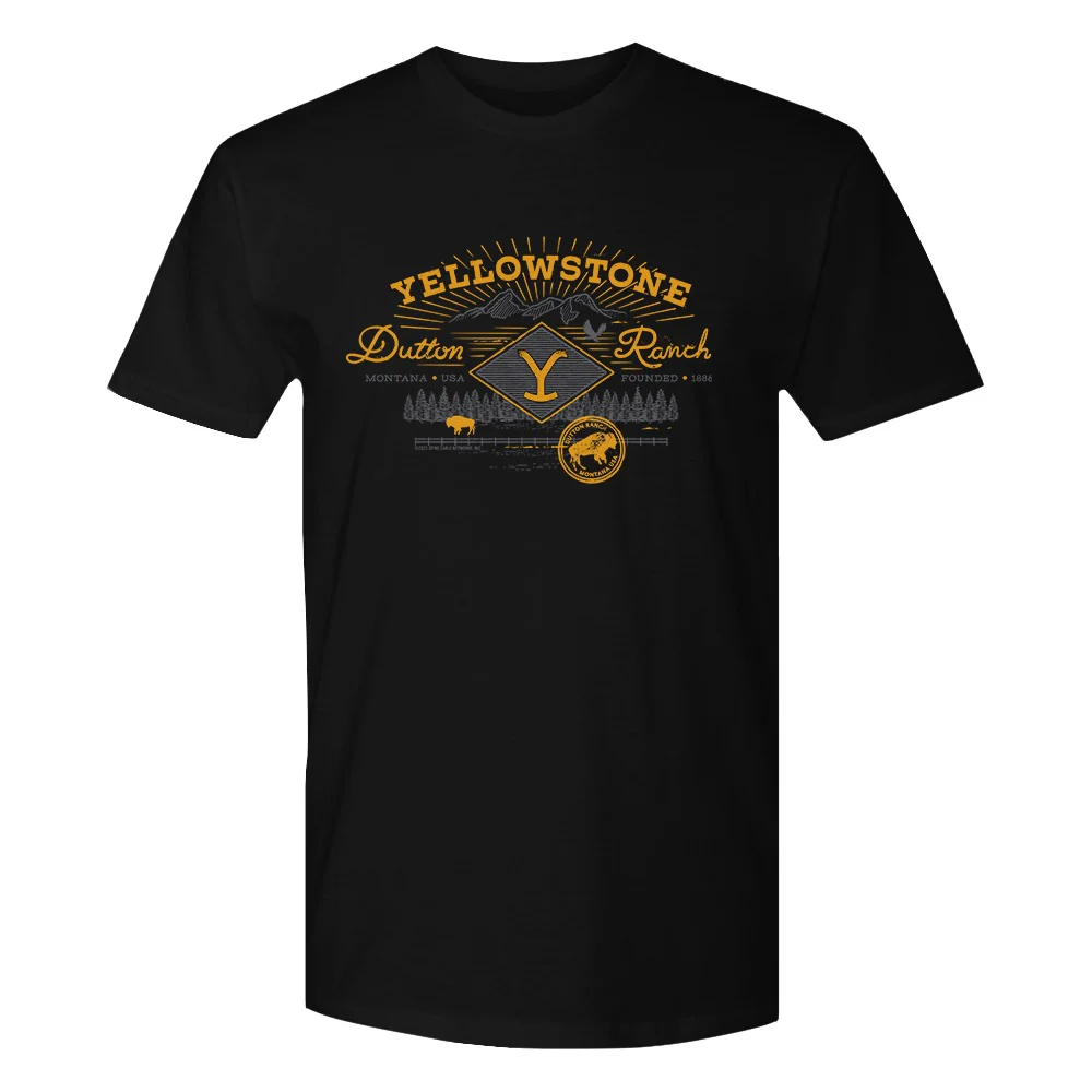 Yellowstone Dutton Ranch Scenery Adult Short Sleeve T-Shirt - Image 4