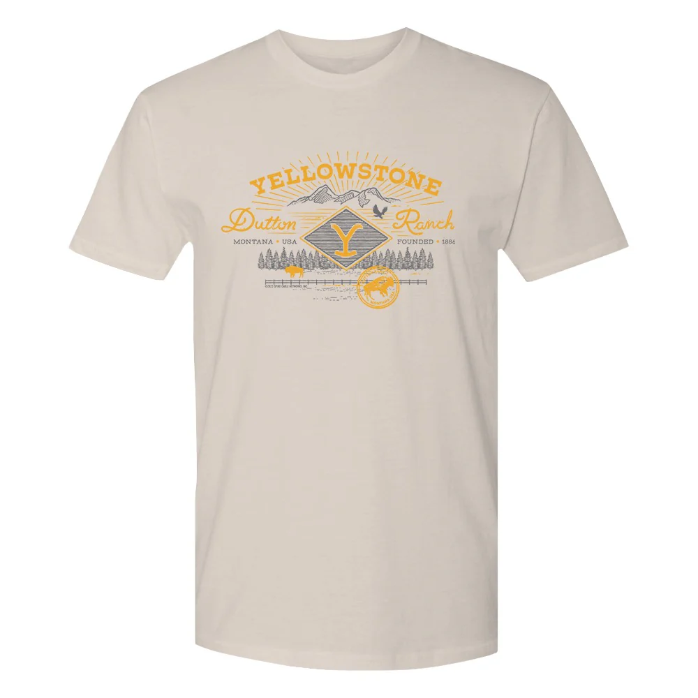 Yellowstone Dutton Ranch Scenery Adult Short Sleeve T-Shirt - Image 5