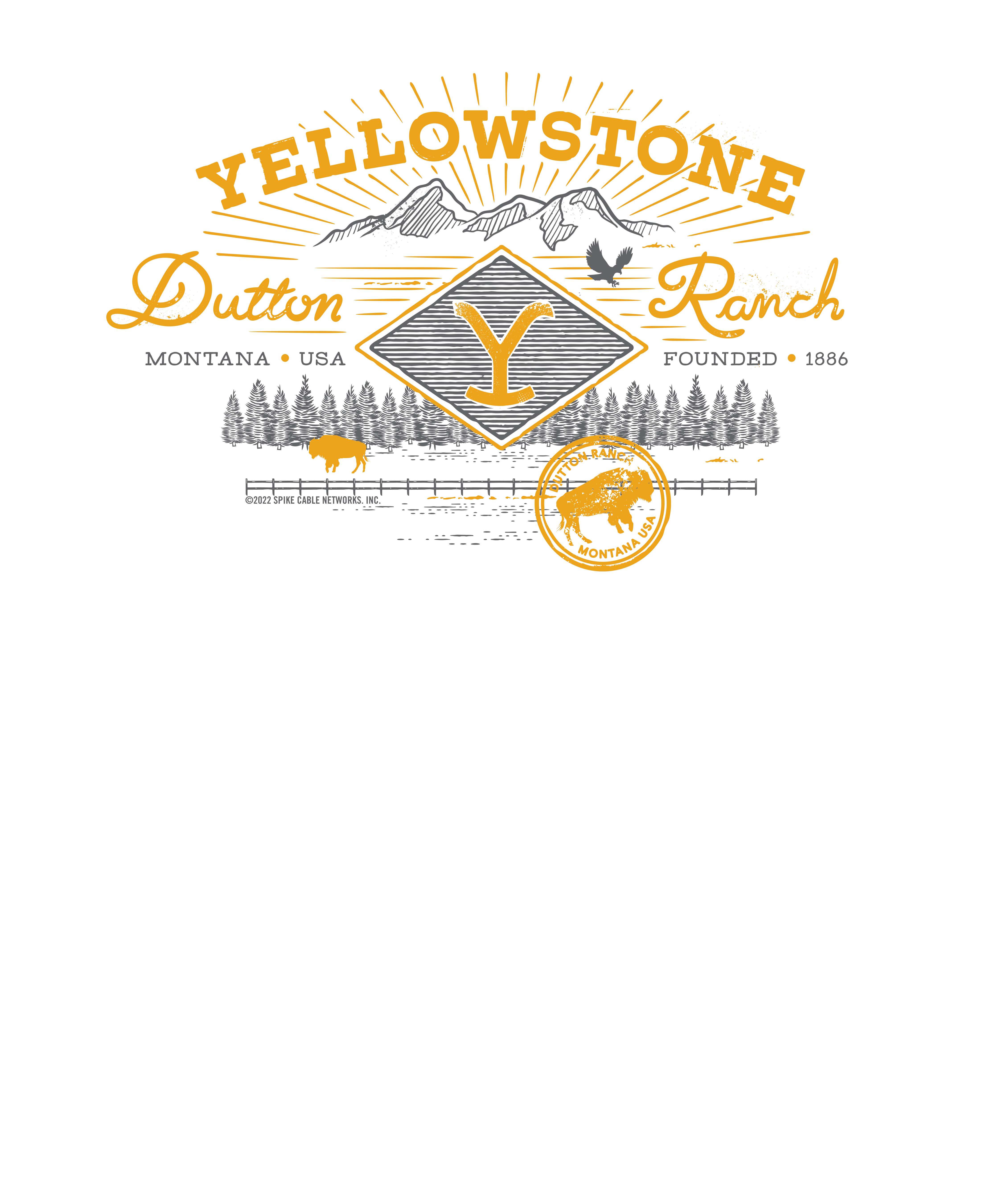 Yellowstone Dutton Ranch Scenery Back Print Short Sleeve T-Shirt - Image 3