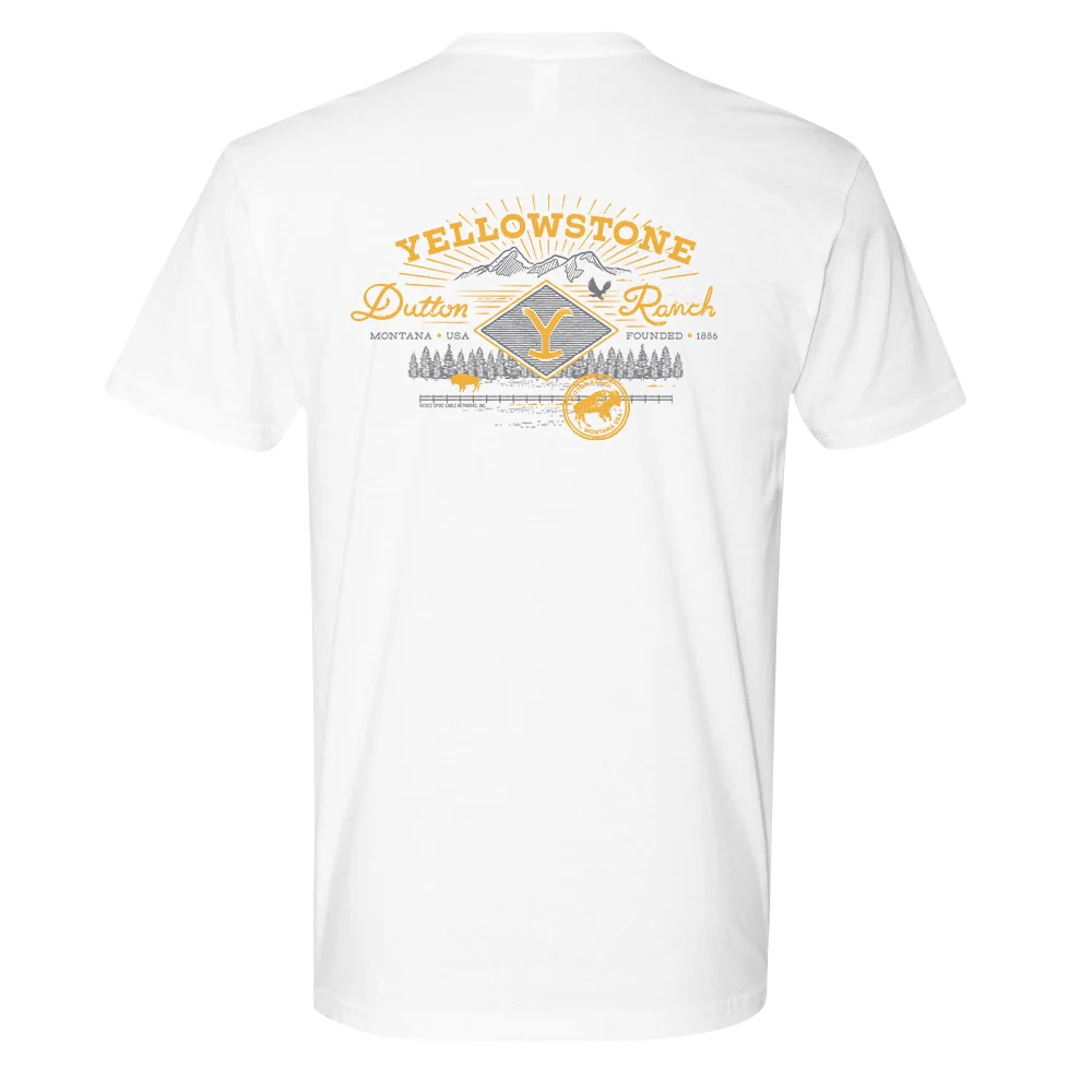 Yellowstone Dutton Ranch Scenery Back Print Short Sleeve T-Shirt - Image 4