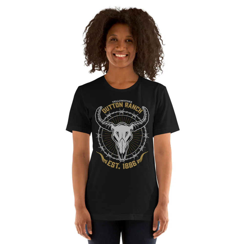 Yellowstone Dutton Ranch Skull Unisex T-Shirt - Image 5