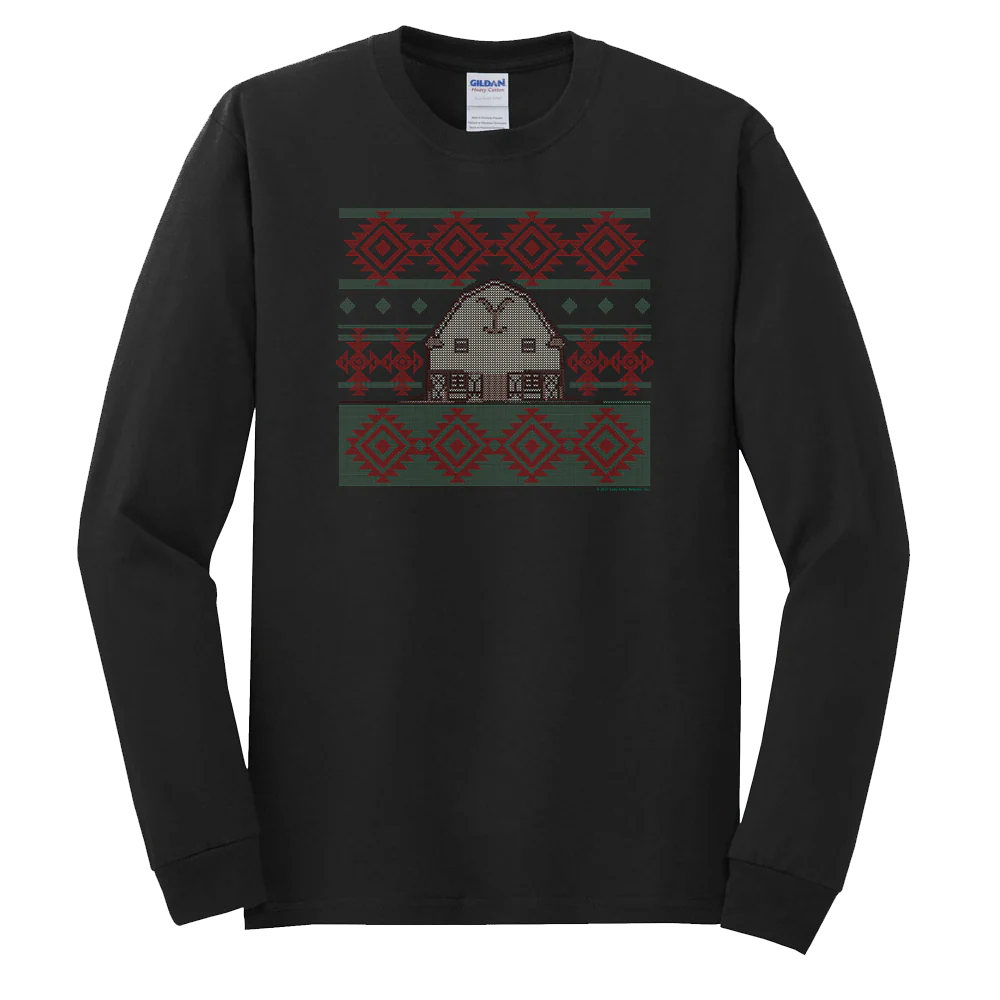 Yellowstone Dutton Ranch Two Color Holiday Barn Adult Long Sleeve T-Shirt