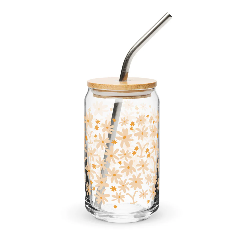 Yellowstone Floral Can Glass With Lid - Image 2