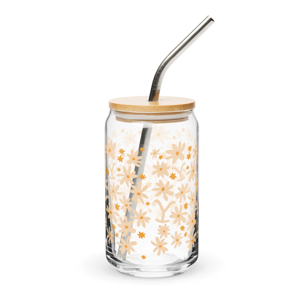 Yellowstone Floral Can Glass With Lid - Image 3