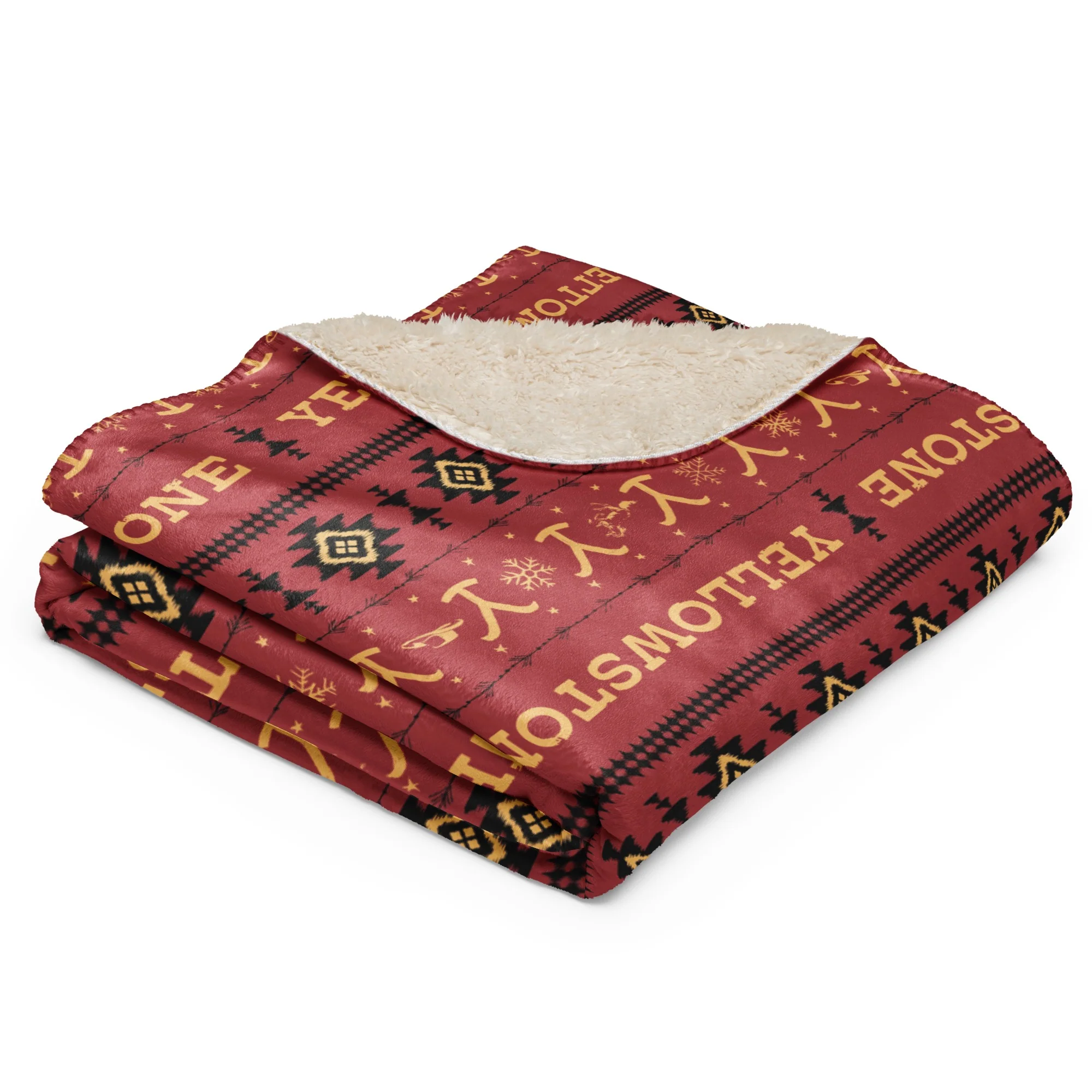 Yellowstone Holiday Aztec Sherpa Blanket - Image 2
