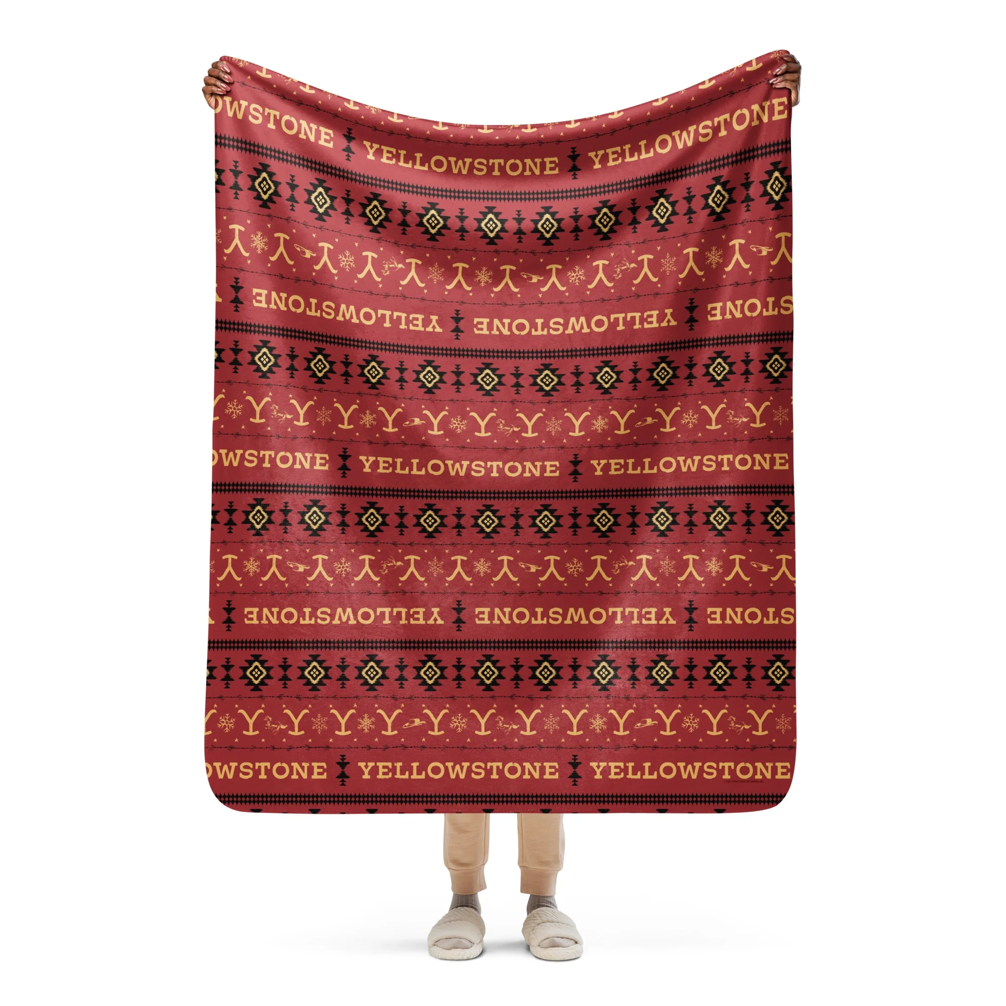 Yellowstone Holiday Aztec Sherpa Blanket - Image 3