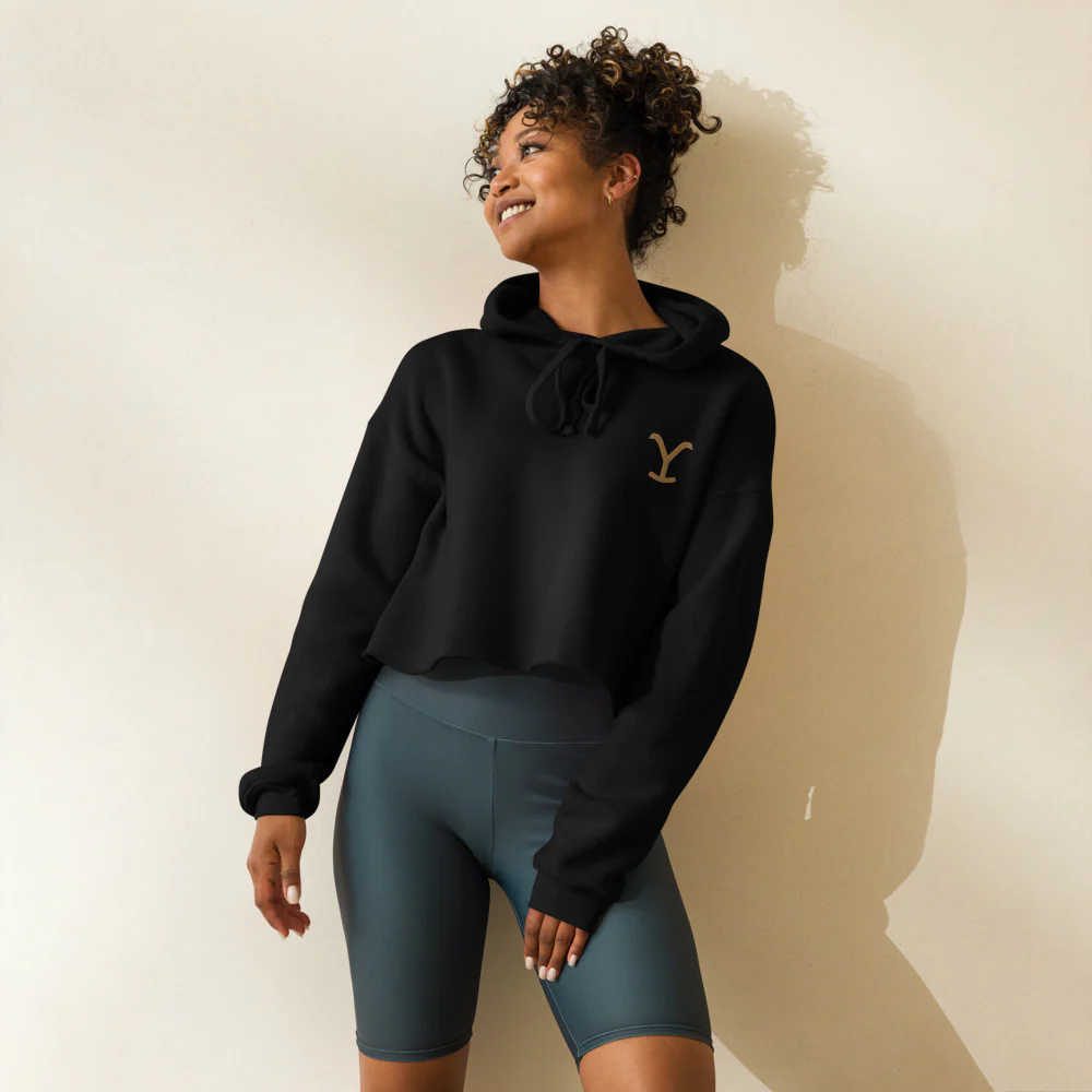 Yellowstone Logo Embroidered Crop Hoodie - Image 2