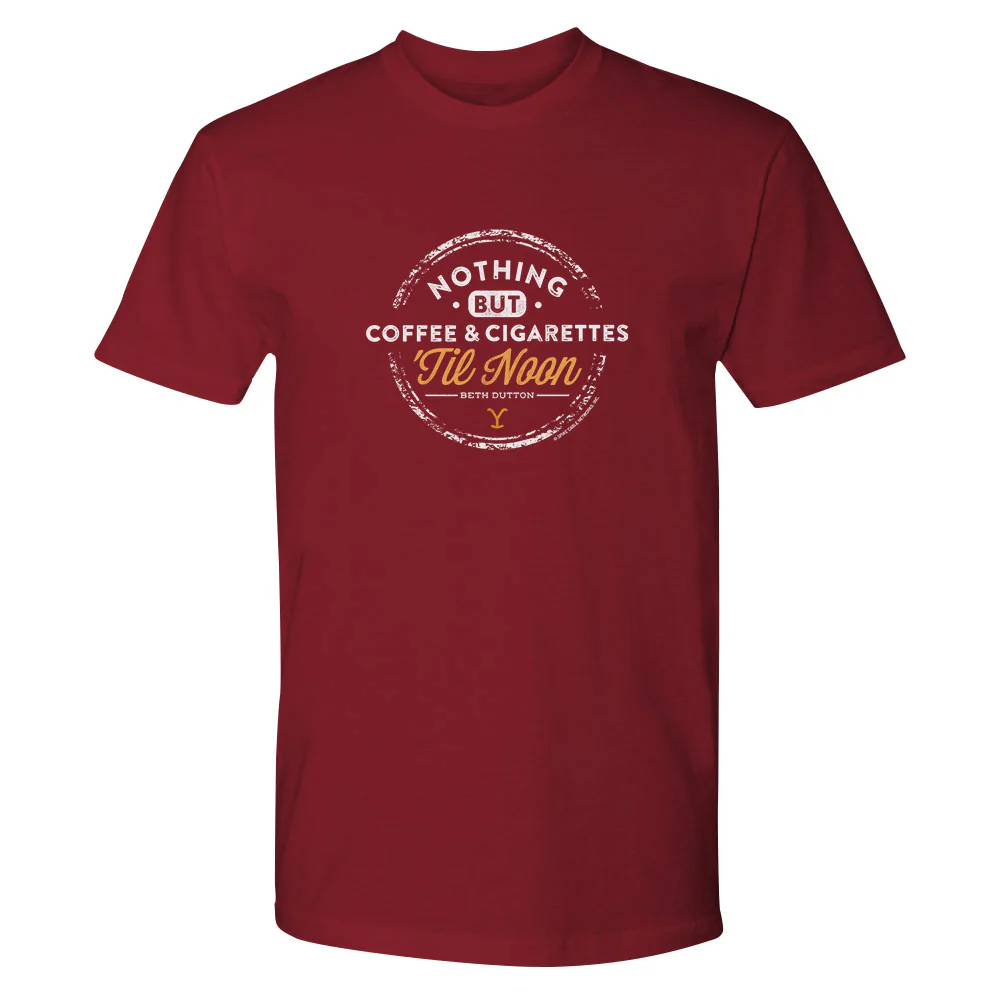 Yellowstone Nothing But Coffee & Cigarettes 'Til Noon Adult Short Sleeve T-Shirt - Image 5