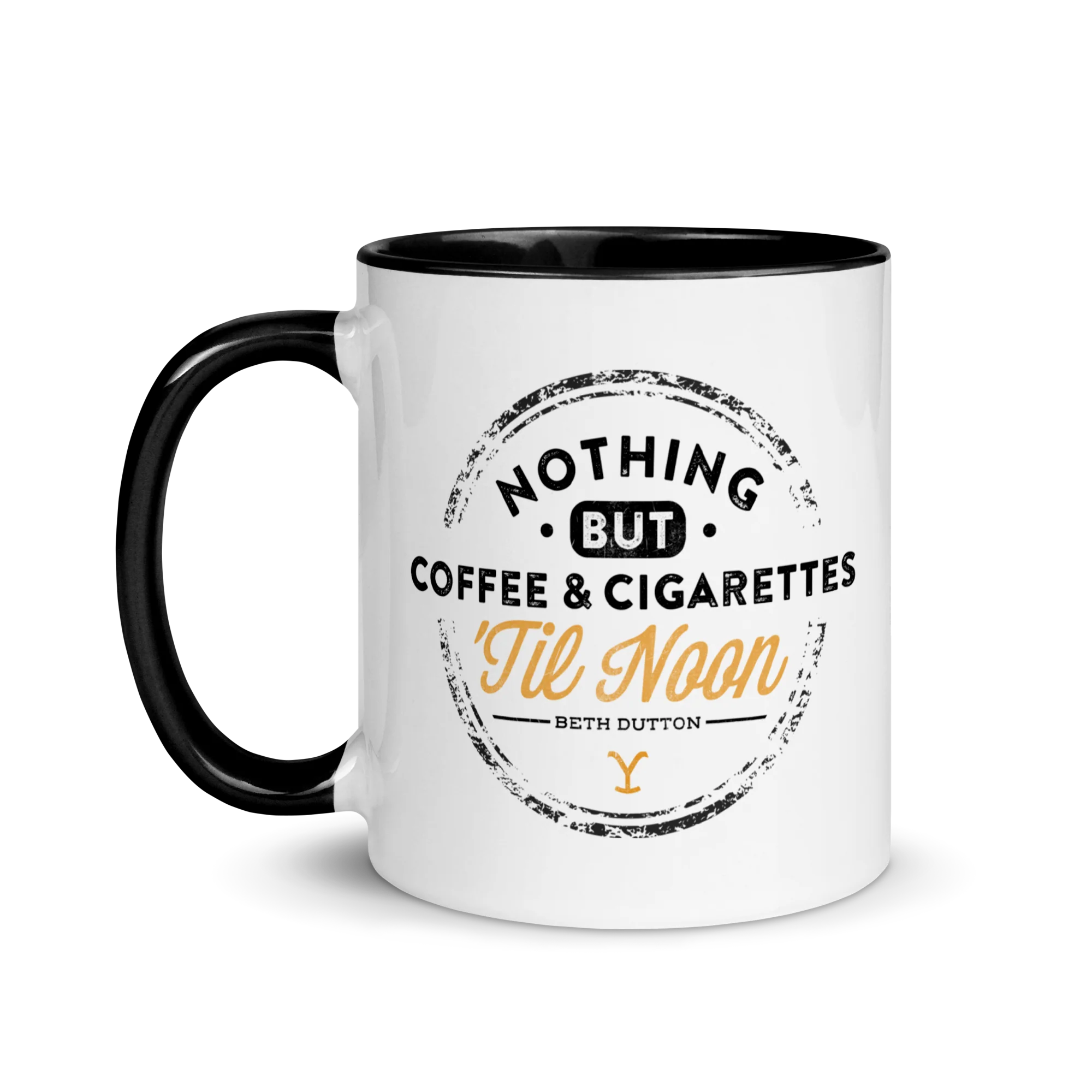Yellowstone Nothing But Coffee & Cigarettes 'Til Noon Two-Tone Mug