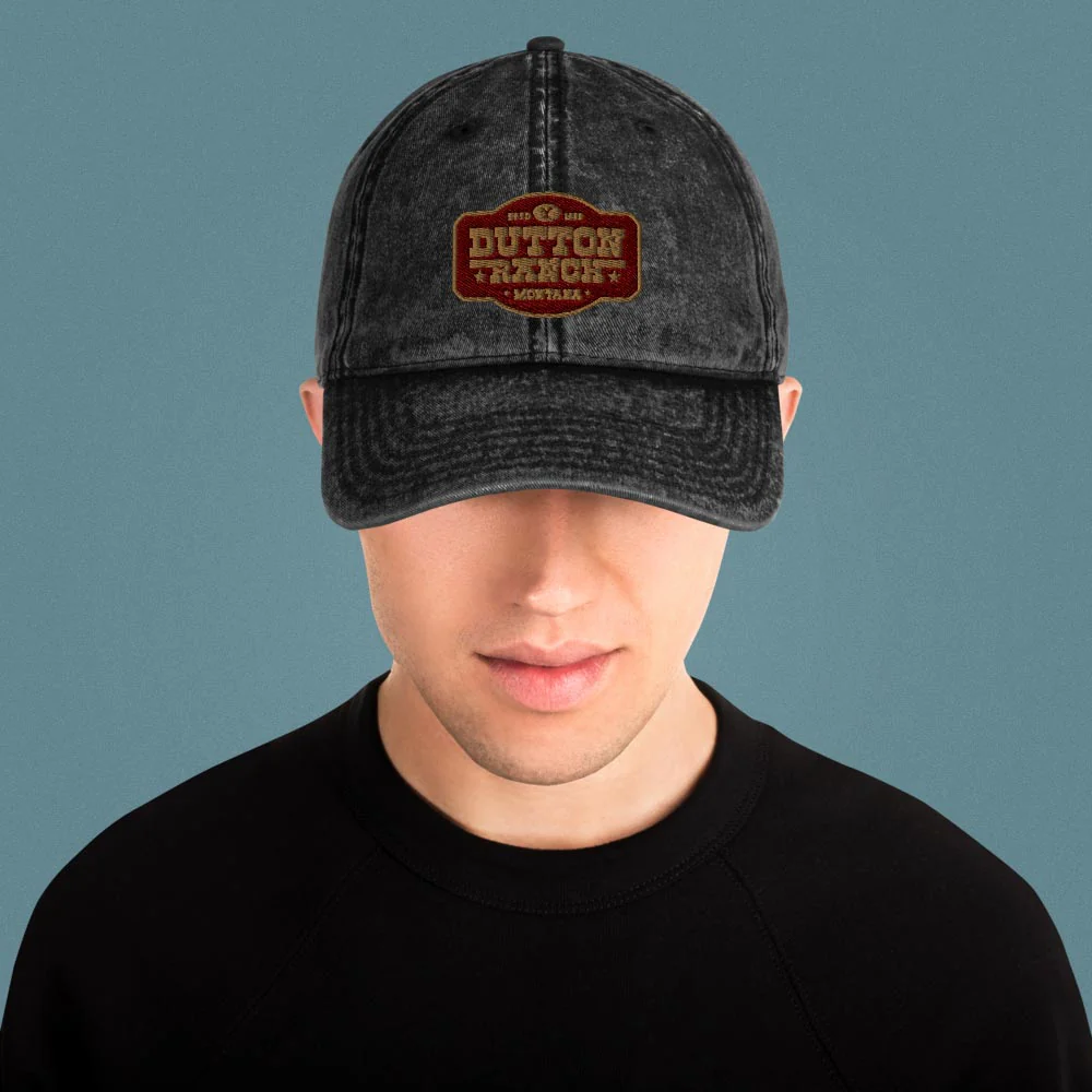 Yellowstone Dutton Ranch Patch Vintage Denim Hat - Image 4