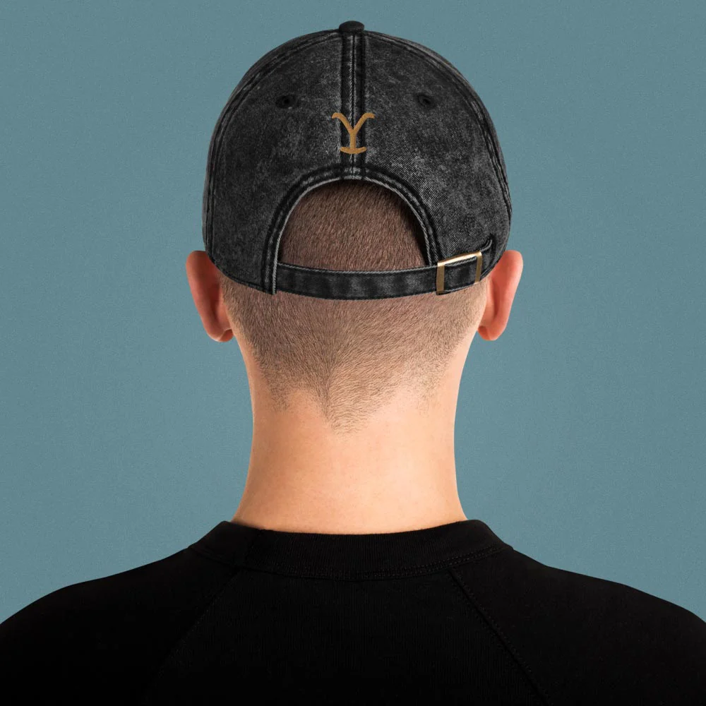 Yellowstone Dutton Ranch Patch Vintage Denim Hat - Image 5