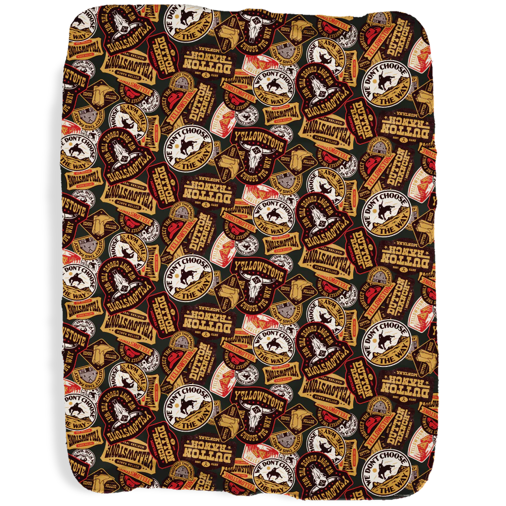 Yellowstone Patches Sherpa Blanket - Image 7