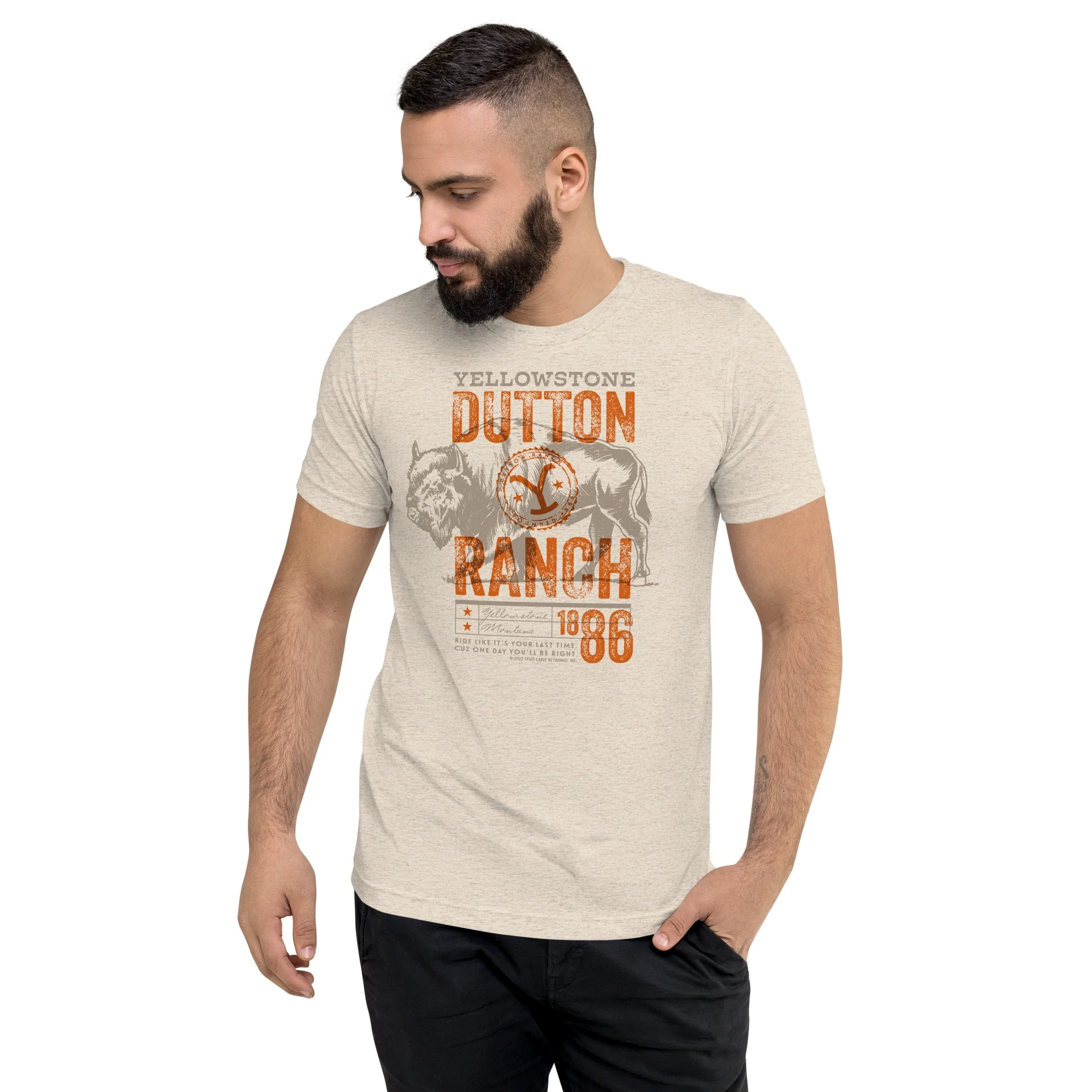 Yellowstone Ride Like It's Your Last Adult Tri-Blend T-Shirt - Image 3
