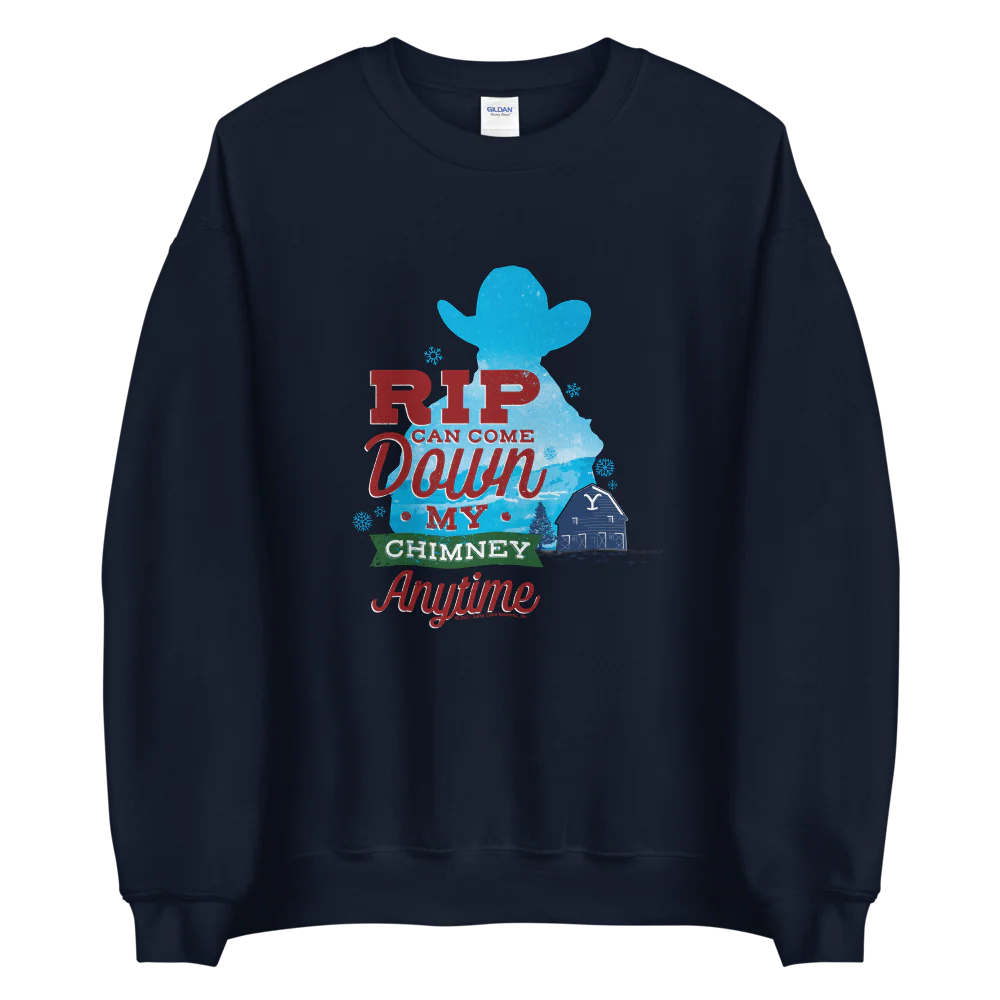 Yellowstone RIP Can Come Down My Chimney Any Time Silhouette Fleece Crewneck Sweatshirt - Image 4