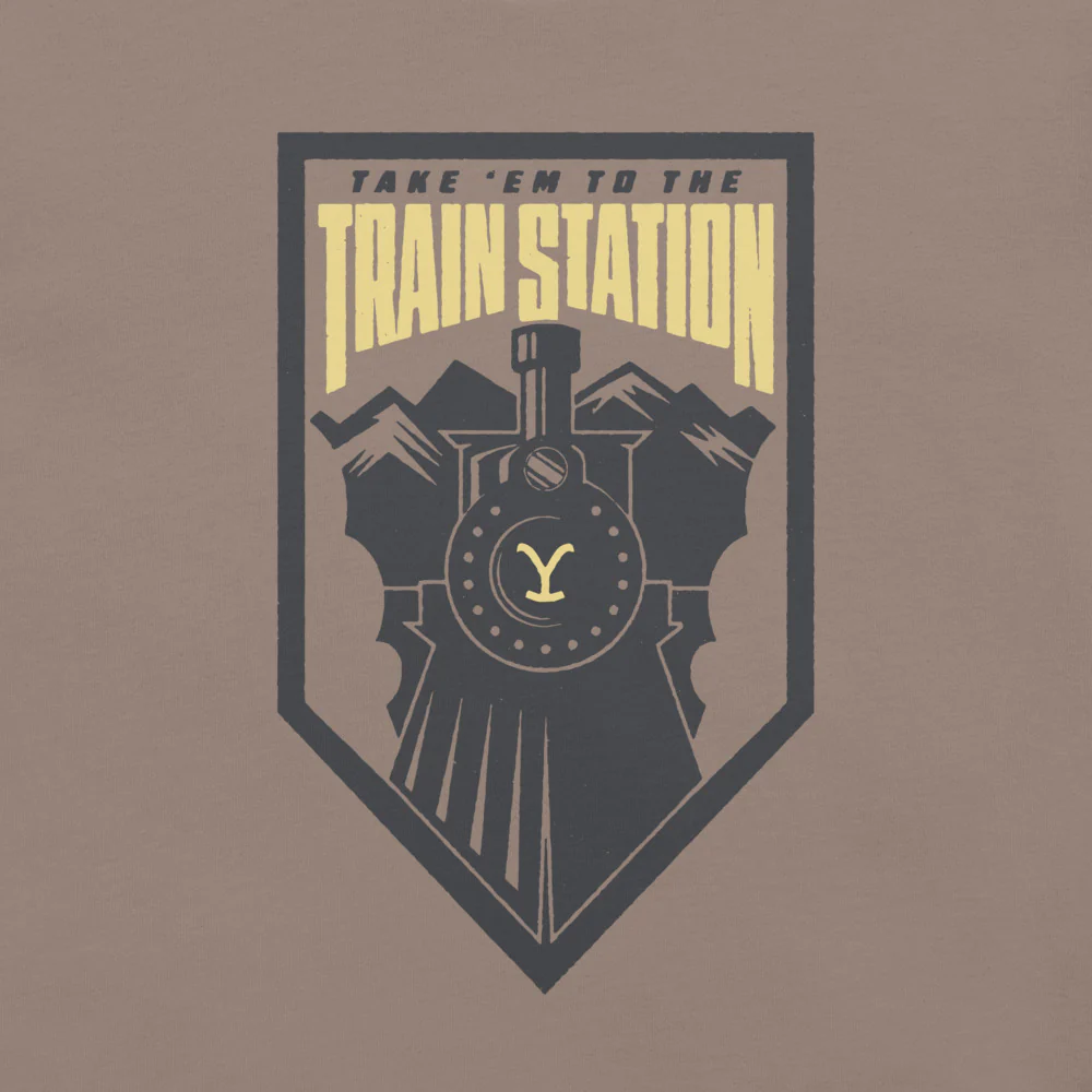 Yellowstone Take 'Em To The Train Station Badge Unisex T-Shirt - Image 2